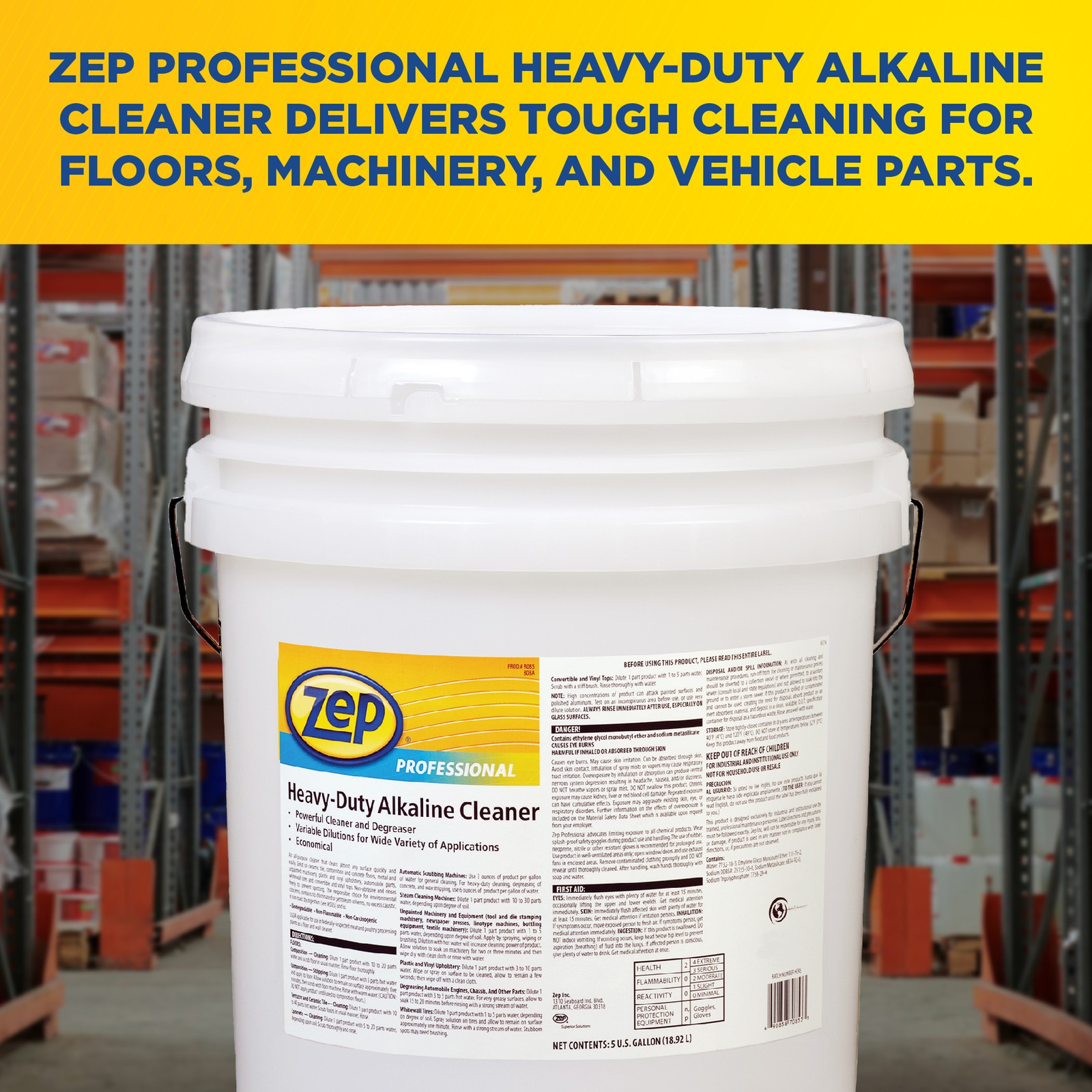 Zep Professional Heavy-Duty Alkaline Cleaner – 5 Gal (Each) – 1041569 – Powerful