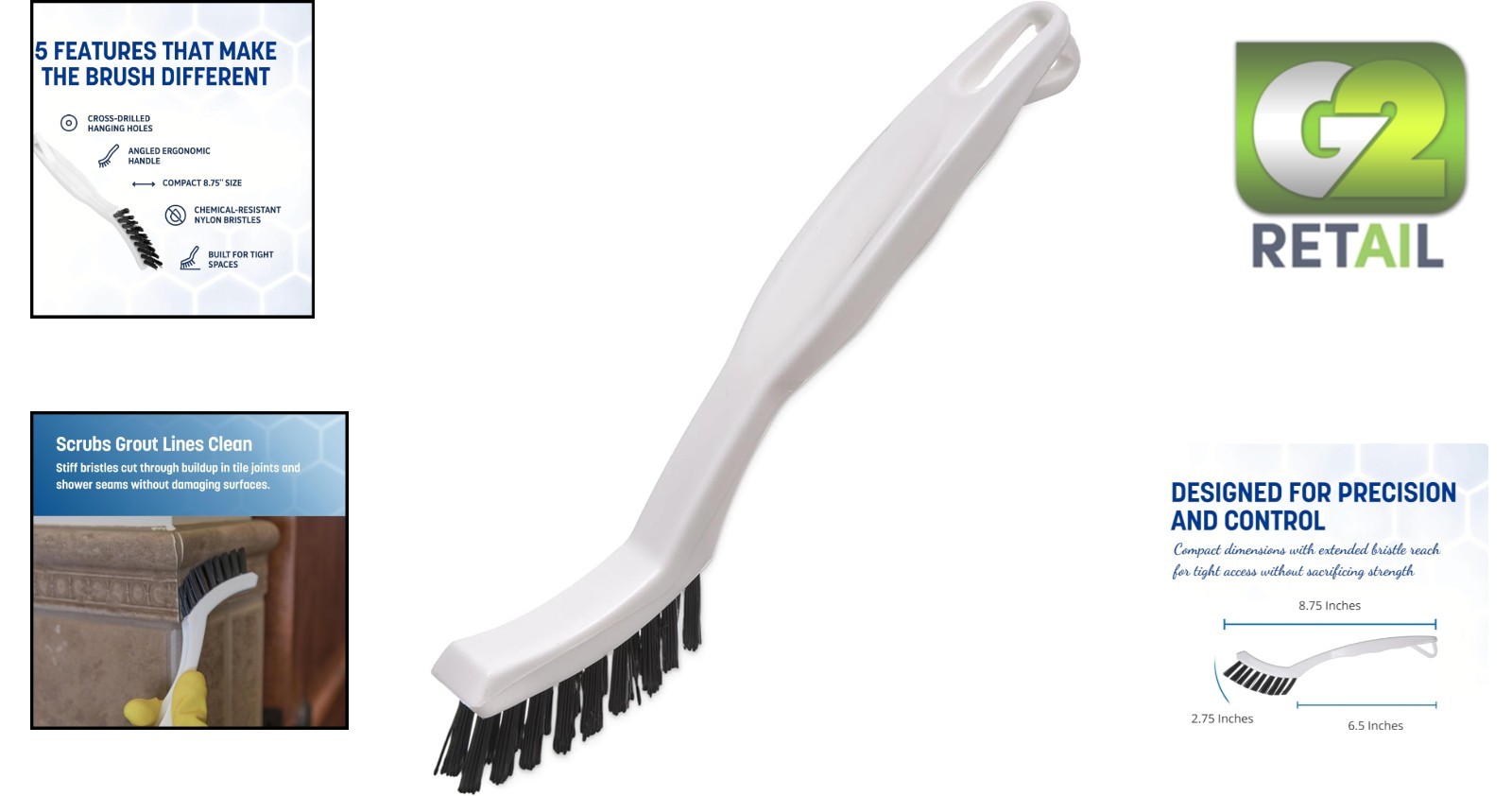 Efficient Flo-Pac Grout Brush with Ergonomic Handle – Ideal for Shower & Floors