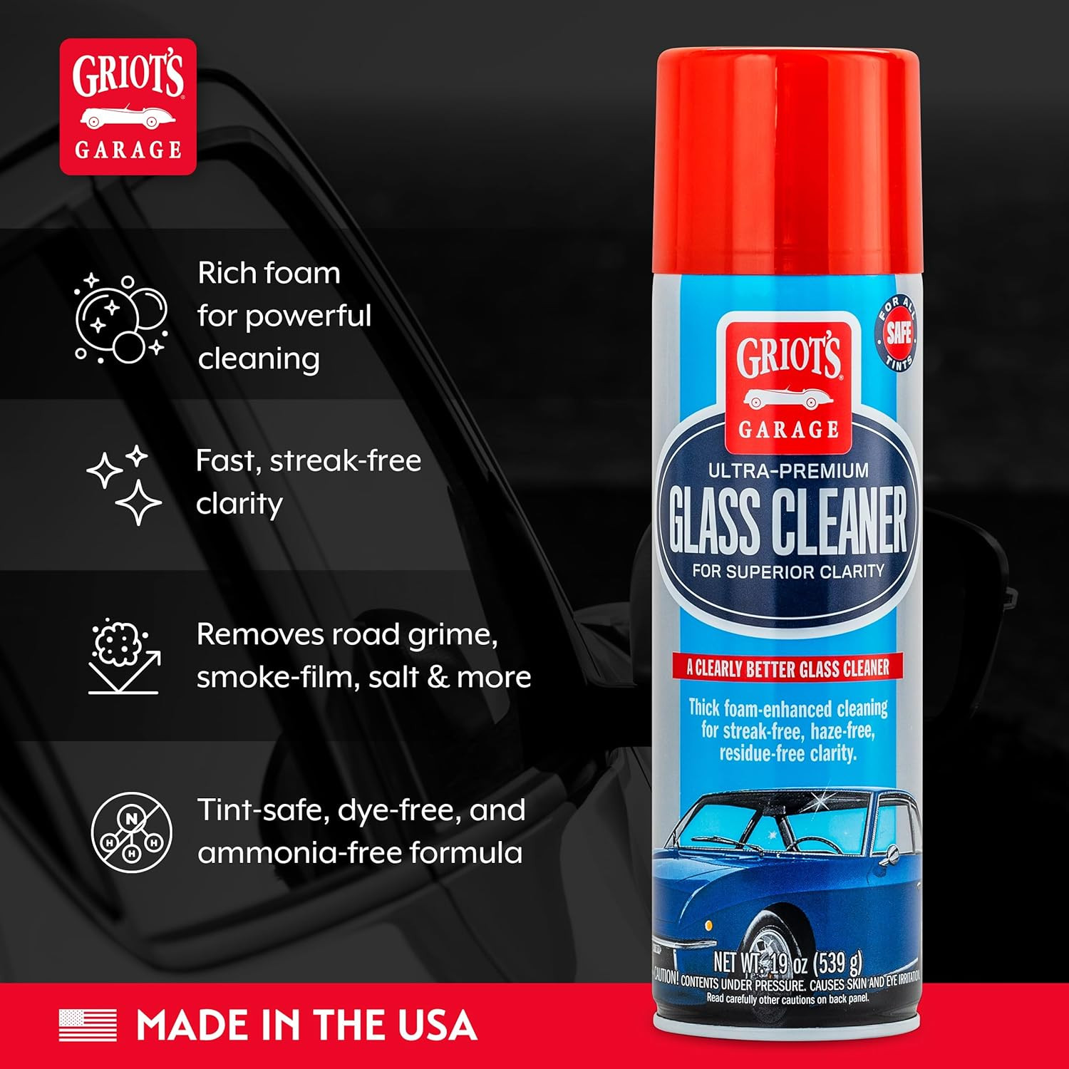 Ultra-Premium Glass Cleaner, Foaming Aerosol Spray for Car Window, Windshield…