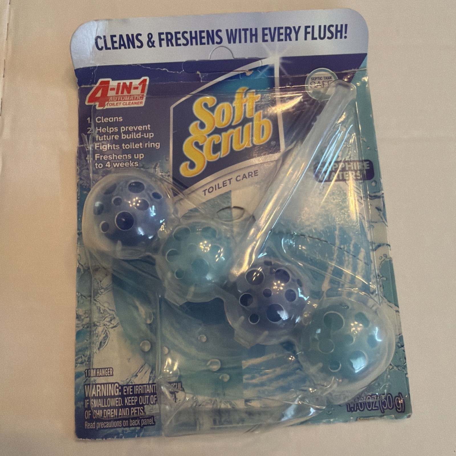 Soft Scrub 4-in-1 Rim Hanger Toilet Bowl Cleaner, Sapphire Waters, 1 Count