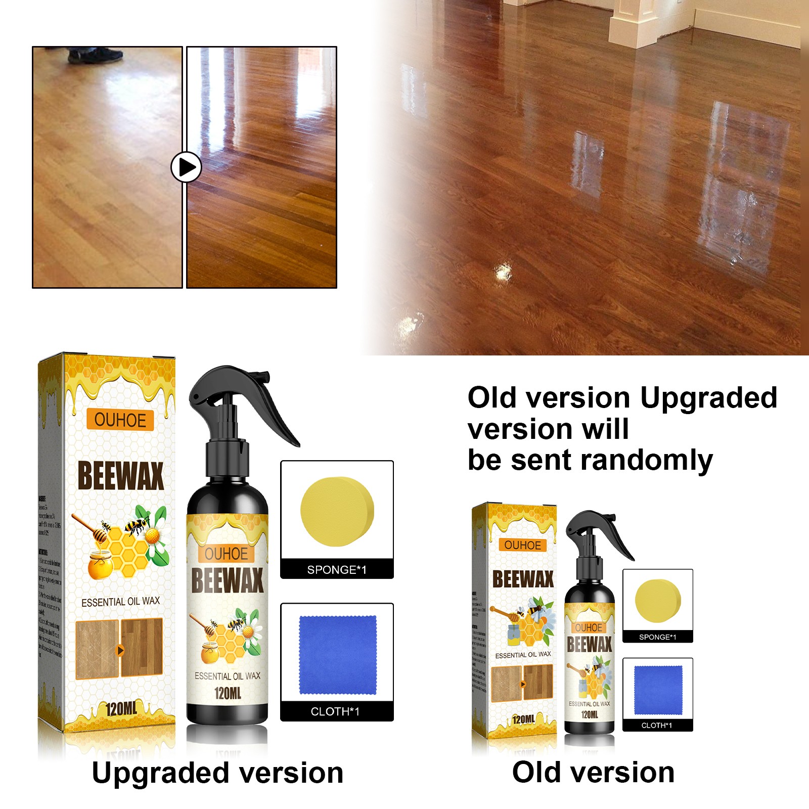 Beeswax Spray Cleaner,Natural Furniture Polish,Beewax Care Restorer,Wood Floors