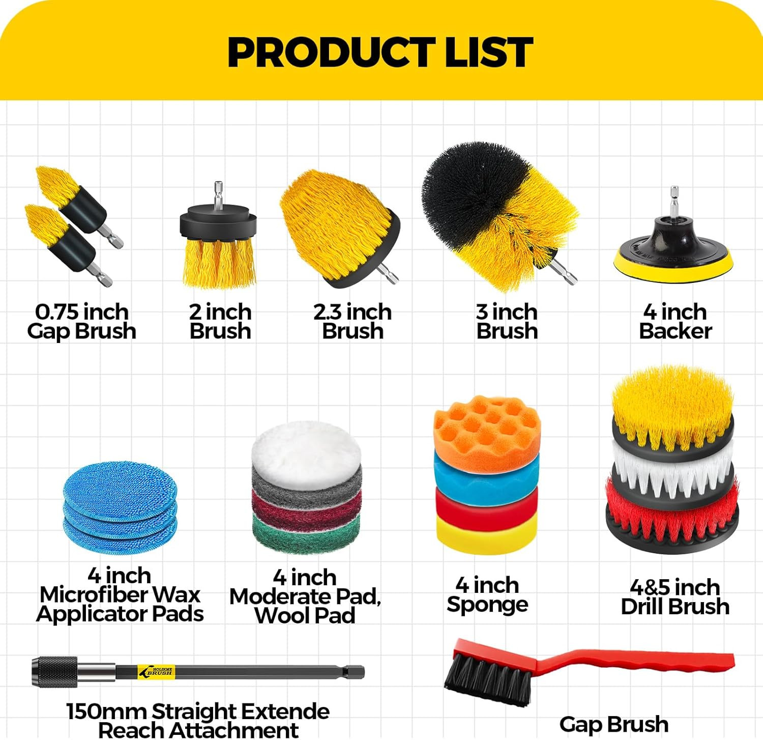22Pack Drill Brush Attachments Set,Scrub Pads & Sponge, Buffing Pads,Power Scrub