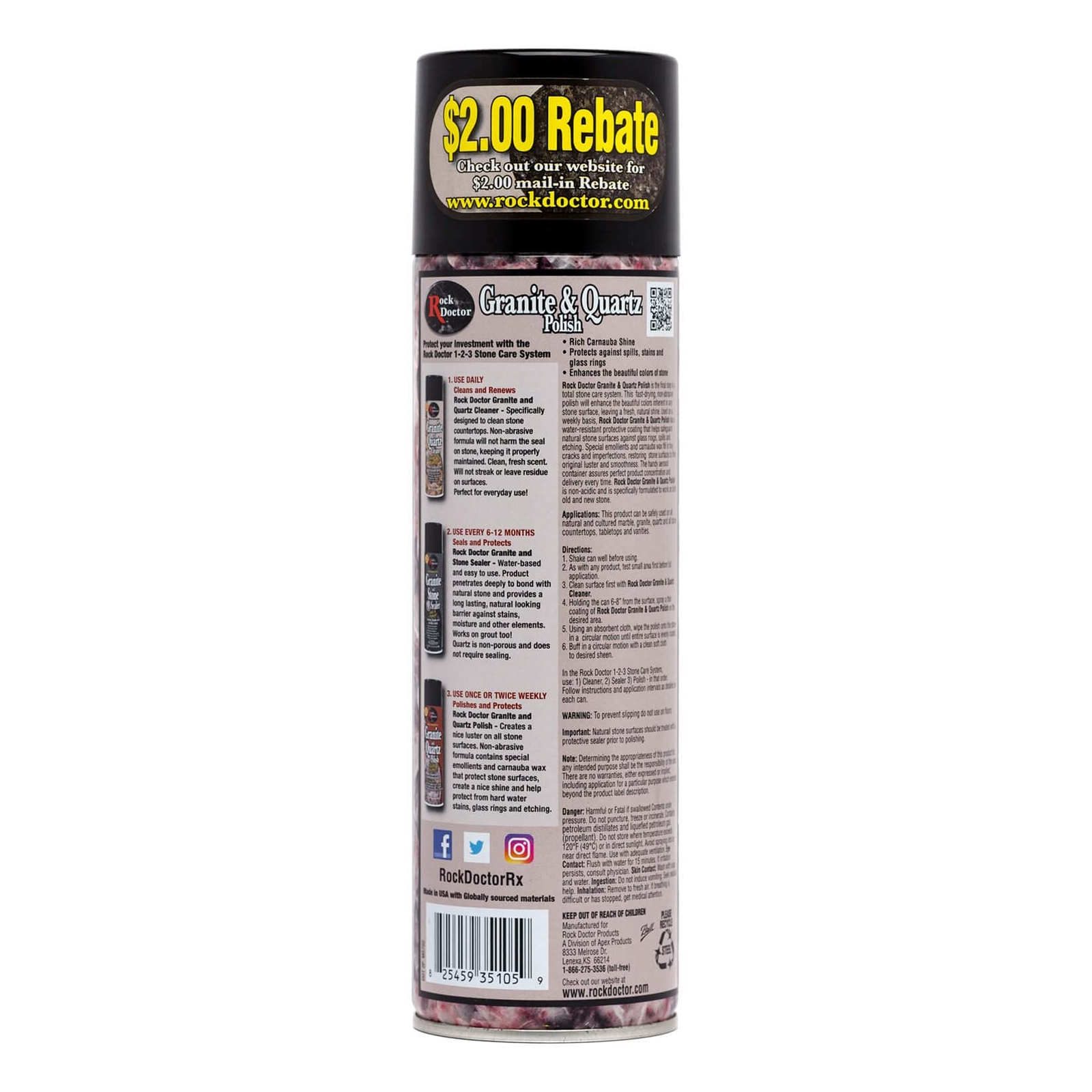 Professional Granite Polishing Spray Non Abrasive Streak Free Cleaner 1.13 lb