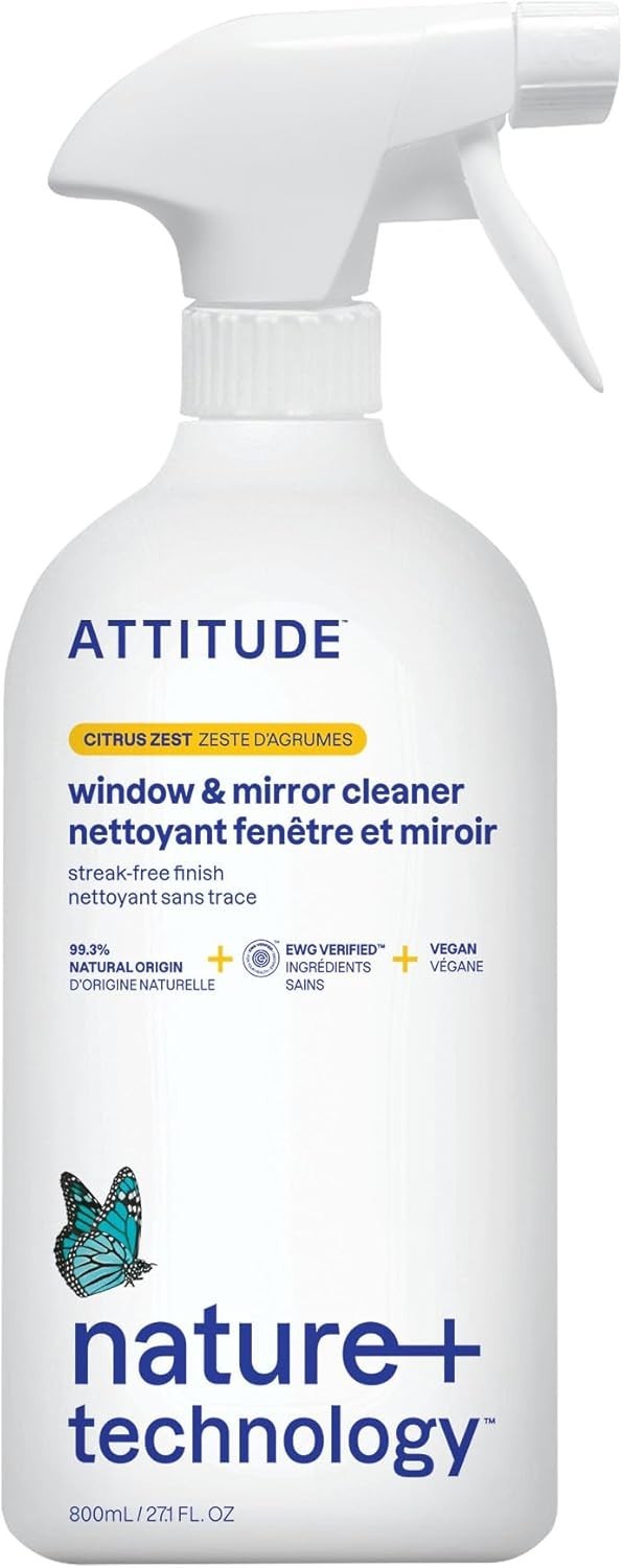 Plant-Based Streak-Free Window Cleaner – Eco-Friendly & Citrus Scent, 27.1 Fl Oz