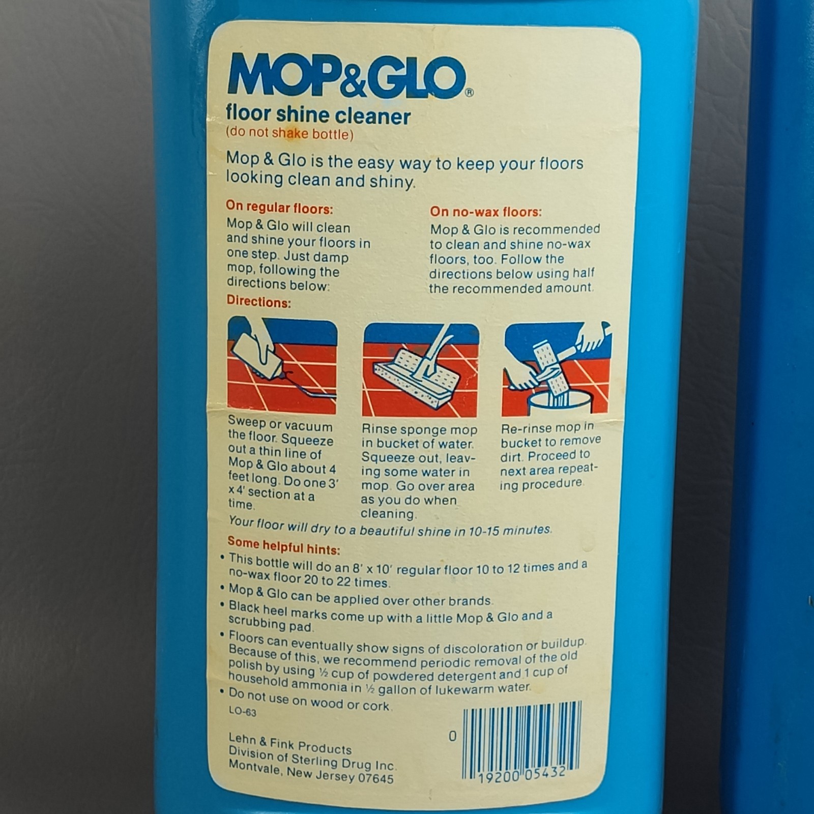 Vintage Mop & Glo Floor Shine Cleaner Movie Prop 32oz Both Mostly Full 1980s