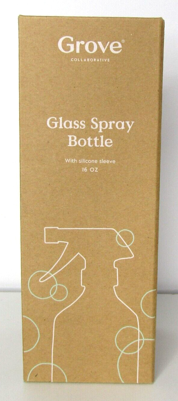 Grove Collaborative 16oz Glass Spray Bottle With Gray Silicone Sleeve New