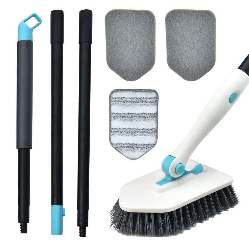 Shower Cleaning Brush With Long Handle 3 In 1 Tub And Tile Scrubber Brush With 5
