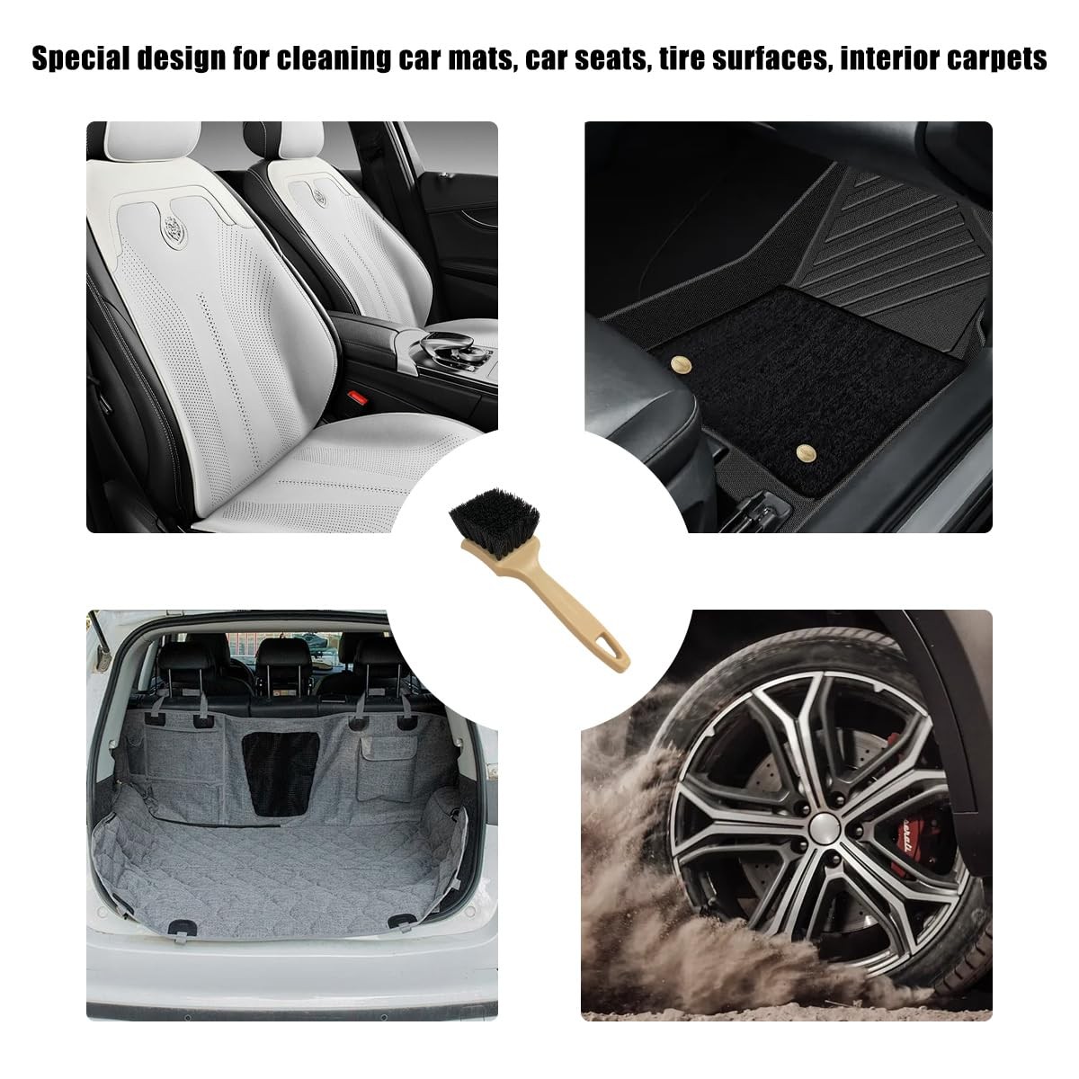 Car Carpet Cleaning Brush, 8.5-Inch Tire Cleaner Scrub Brushes with Stiff Bri…