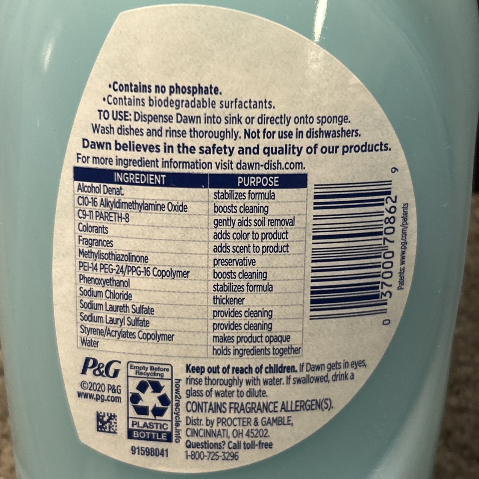X3 Dawn Ultra Gentle Clean Aloe & Sage Scent Dishwashing Liquid 16.2oz