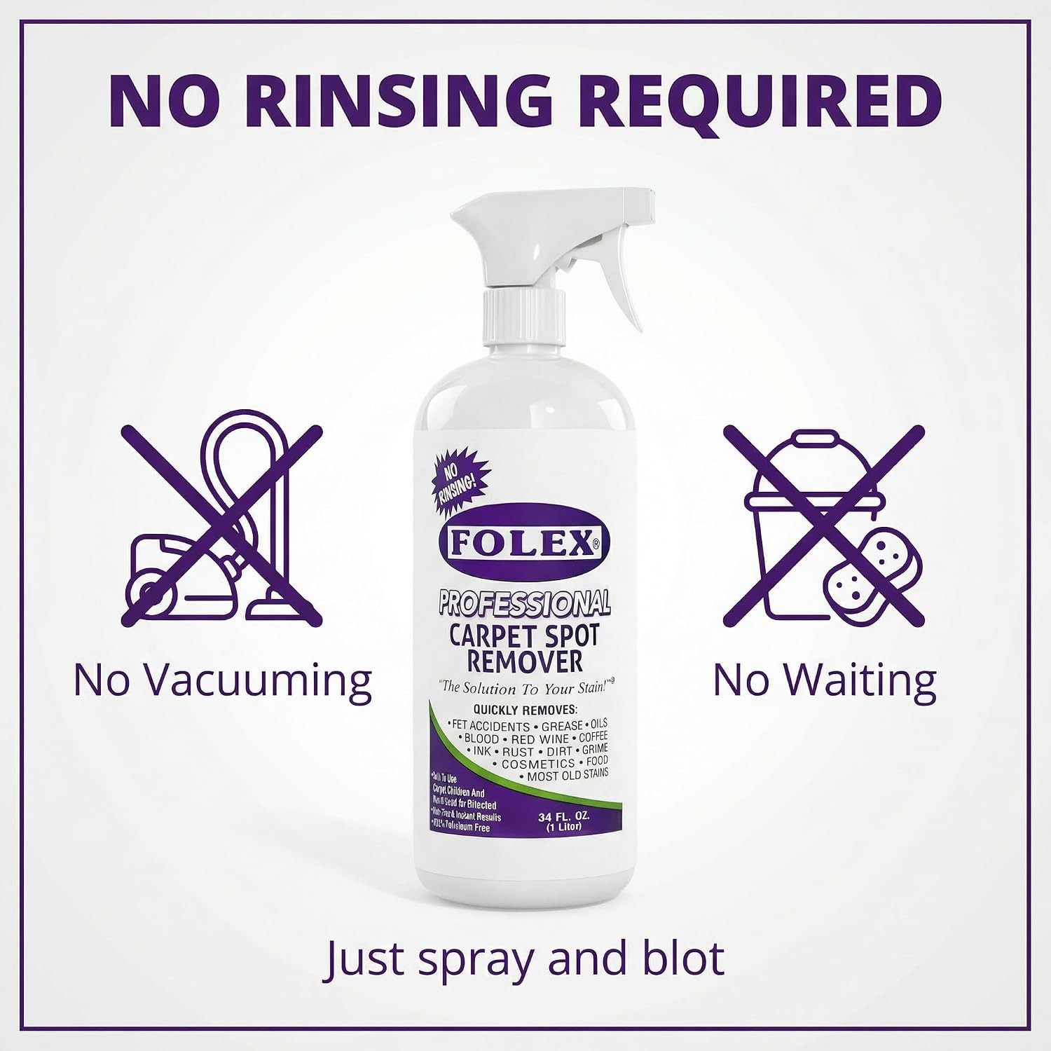Professional Carpet Cleaner Spray 34 oz – Pet Stain Removal – Instant Stain R…