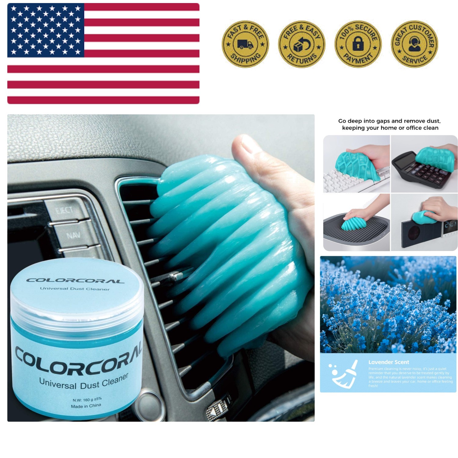 Car Cleaning Gel Universal Gel for Car Vent Cleaner Cleaning Putty Auto Detai…