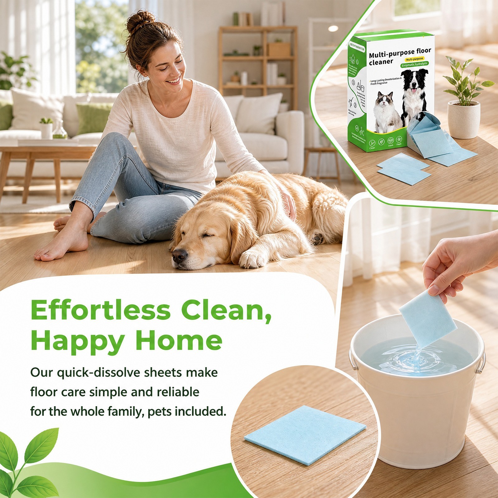 2026 Multi-effect Floor Cleaning Tablets Sheets 50PCS Fresh Scenta