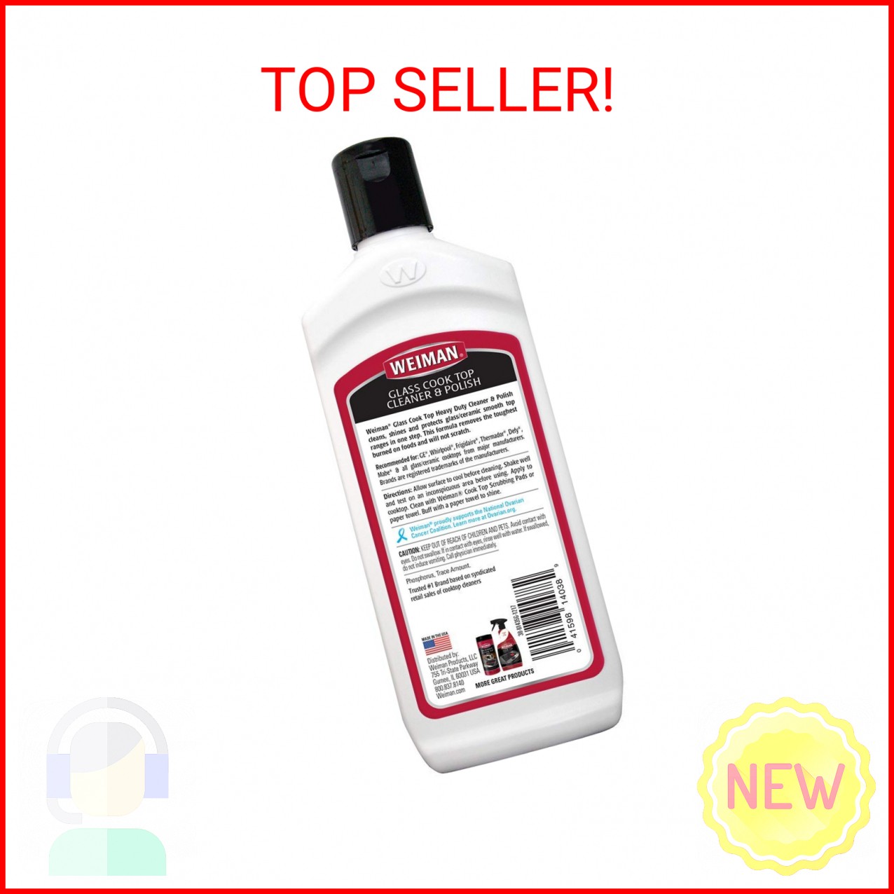 Weiman Glass Cooktop Heavy Duty Cleaner & Polish – Shines and Protects Glass/Cer