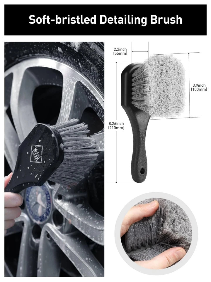 7PCS Car Wheel Cleaning Pro Kit, Tire Brush, Soft-bristled Rim Brush, Microfi…