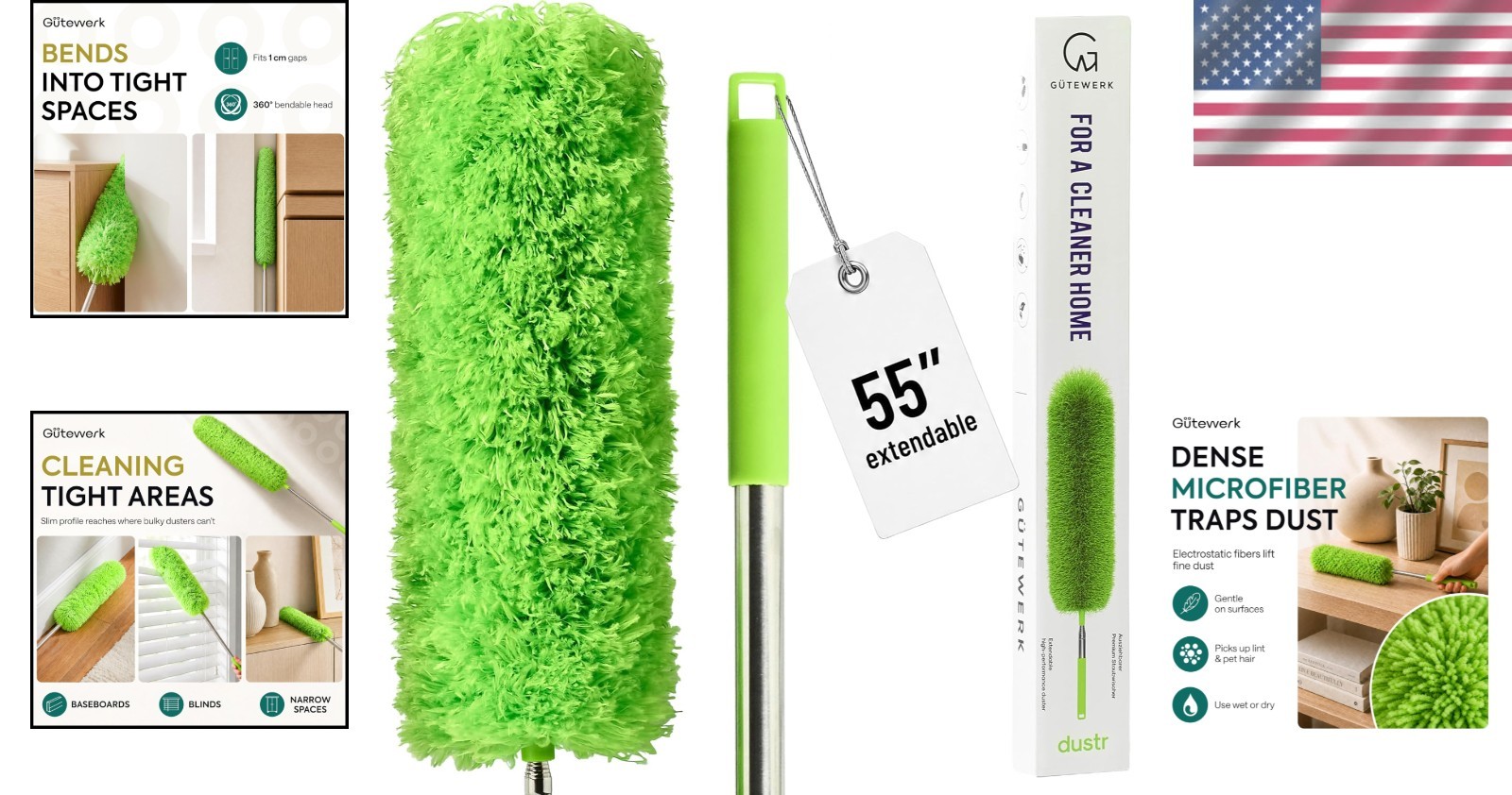 Lightweight 55-Inch Microfiber Duster with Washable Head – Eco-Friendly Cleaner