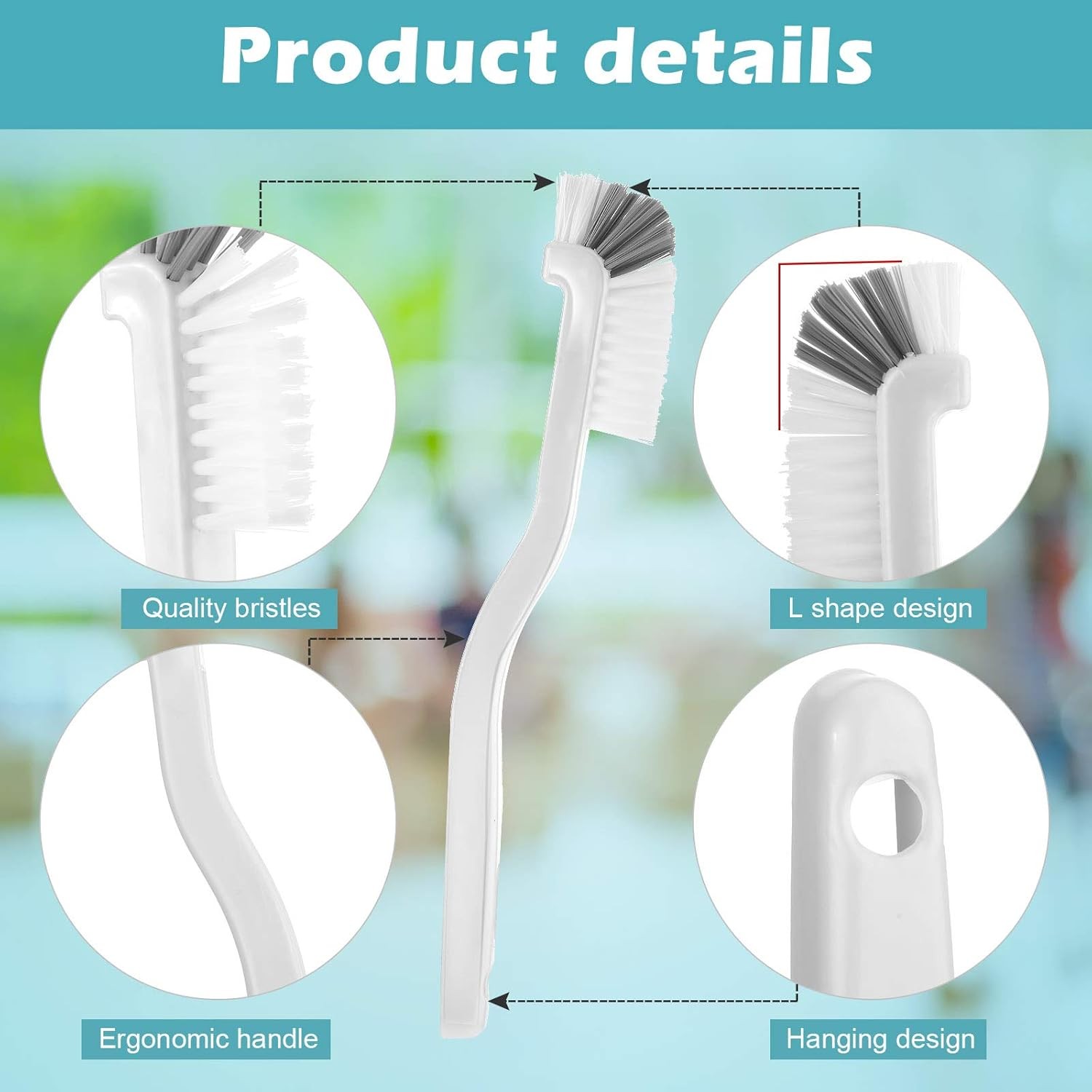 5 Piece Kitchen Sink Dish Brush Set White Black