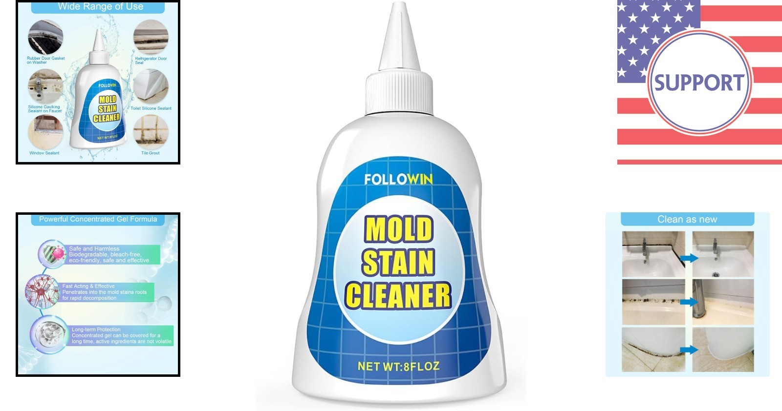 Powerful Odorless Mold Stain Cleaner Gel – Perfect for Bathrooms and Kitchens