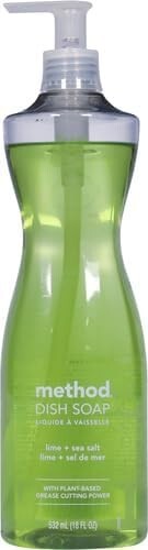 Method Dish Soap, Lime + Sea Salt, Biodegradable Formula, Tough on Grease, 18 Oz
