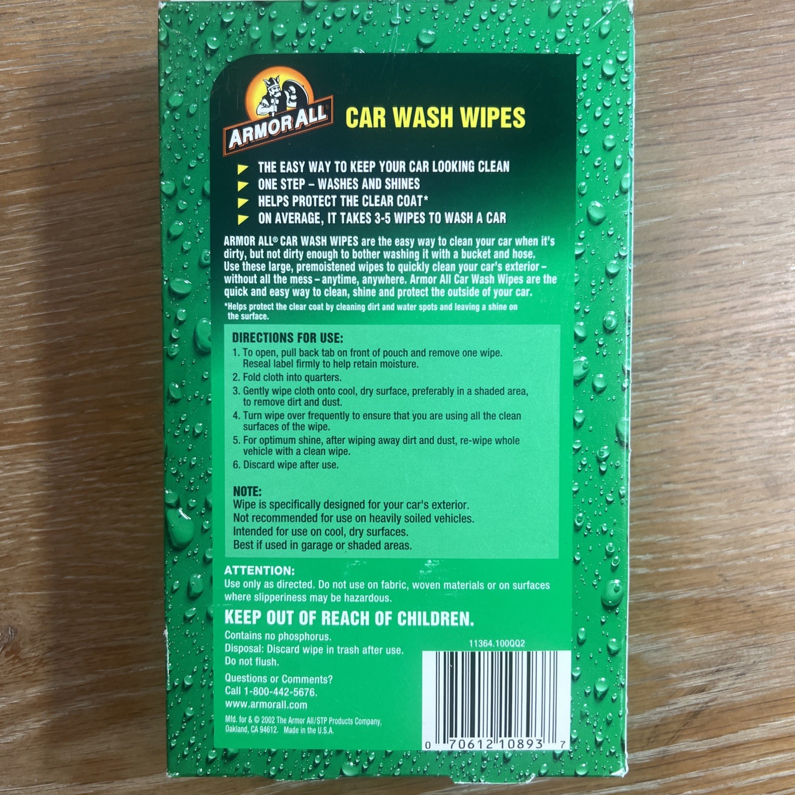 Armor All Car Wash Wipes Armorall 10 L Large Sealed Box 13 x 15″ Discontinued