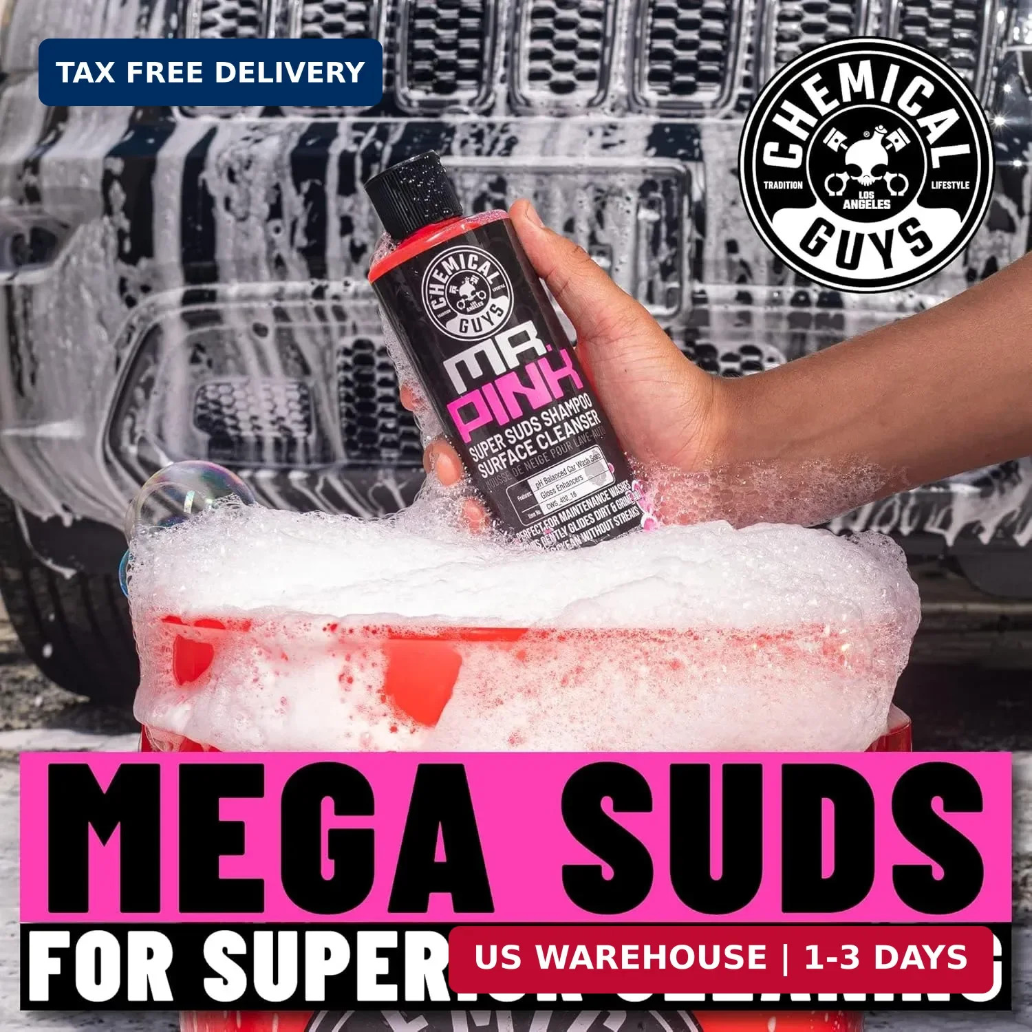 Chemical Guys Mr. Pink Car Wash Soap – 64 oz Super Suds Foaming Car Wash Soap fo