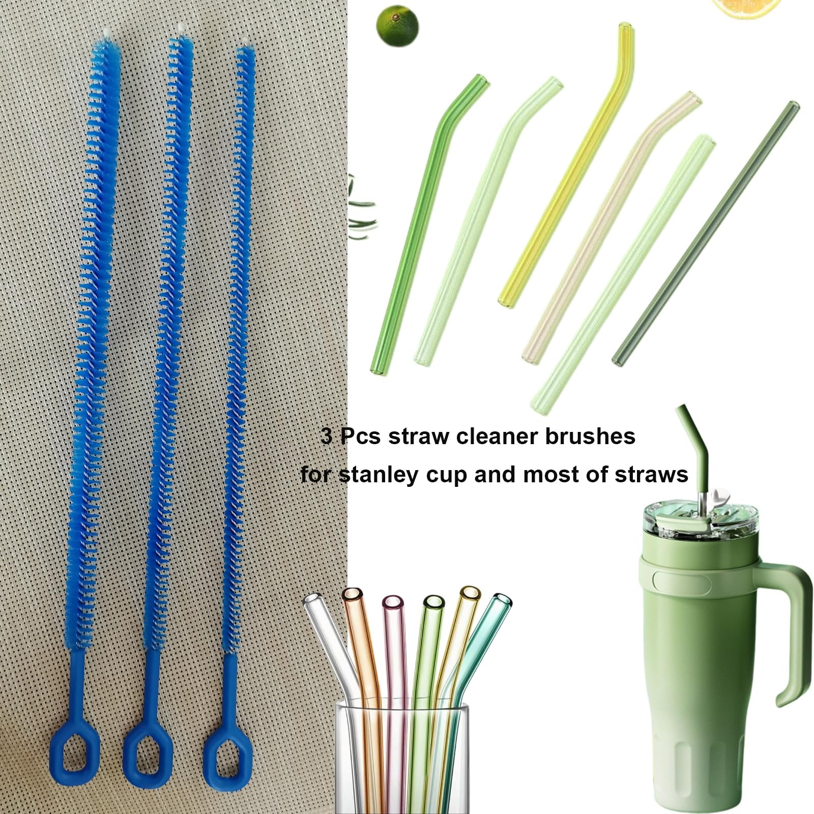 3-Pack Multi-Size 12.6”Long Straw Cleaner Brush for Stanley Cup, Extra Long R…