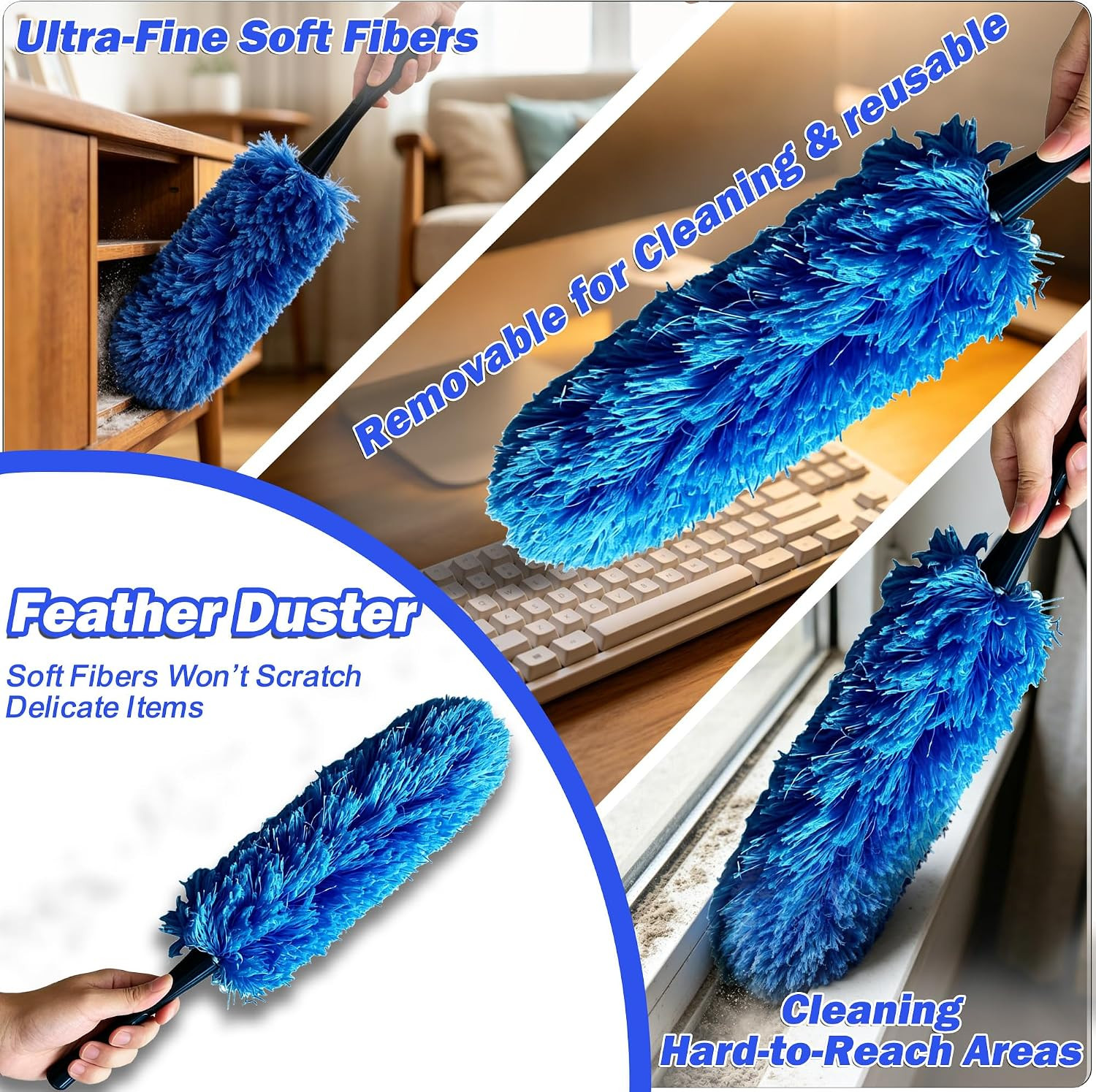 30FT Reach High Ceiling Duster Kits, Window Cleaning Kit with 5-24FT Telescoping