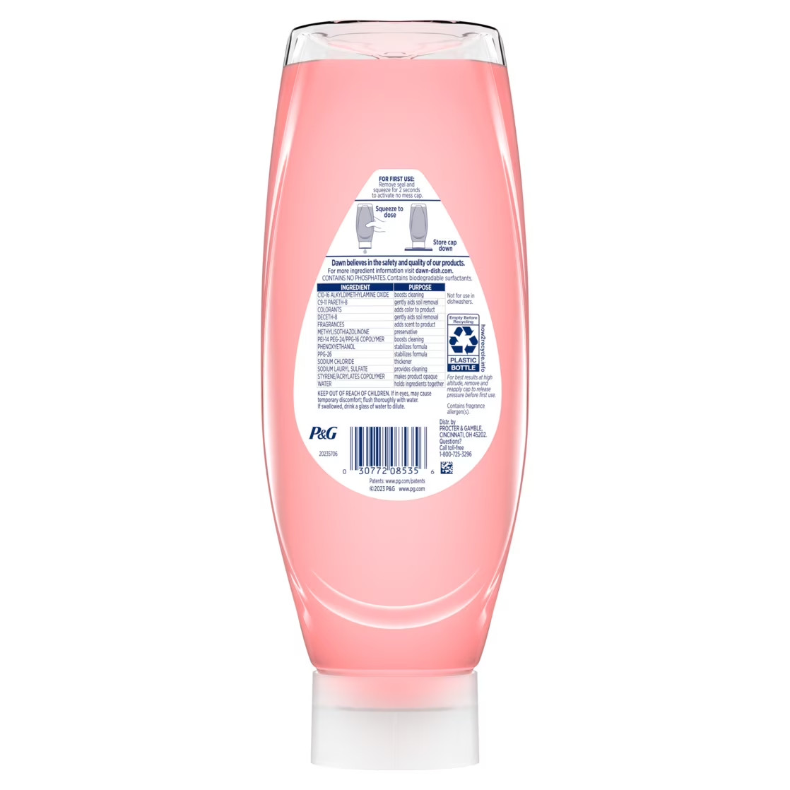 Dawn Dish Soap Pomegranate Rose Water 24.3oz EZ Squeeze Liquid Cleaner