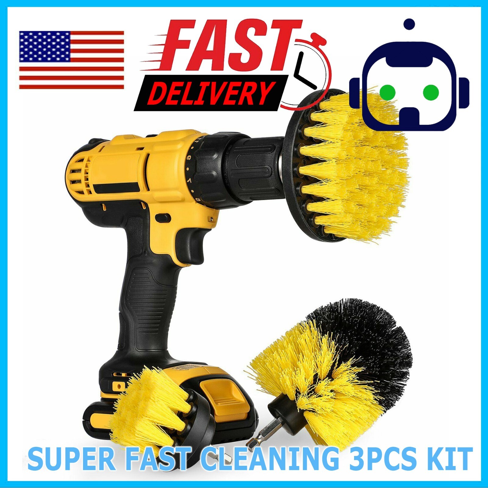 Drill Brushes Set 3pcs Tile Grout Power Scrubber Cleaner Spin Tub Shower Wall