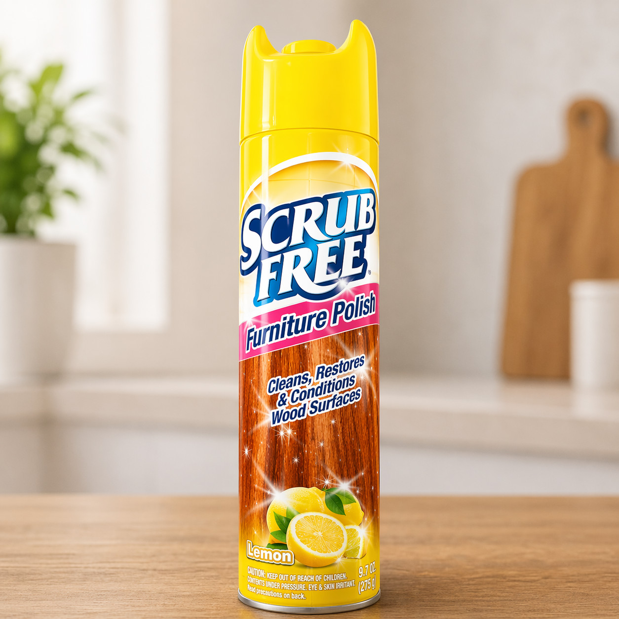 Scrub Free Furniture Polish Spray Lemon Wood Cleaner Shine Restore 9.7oz