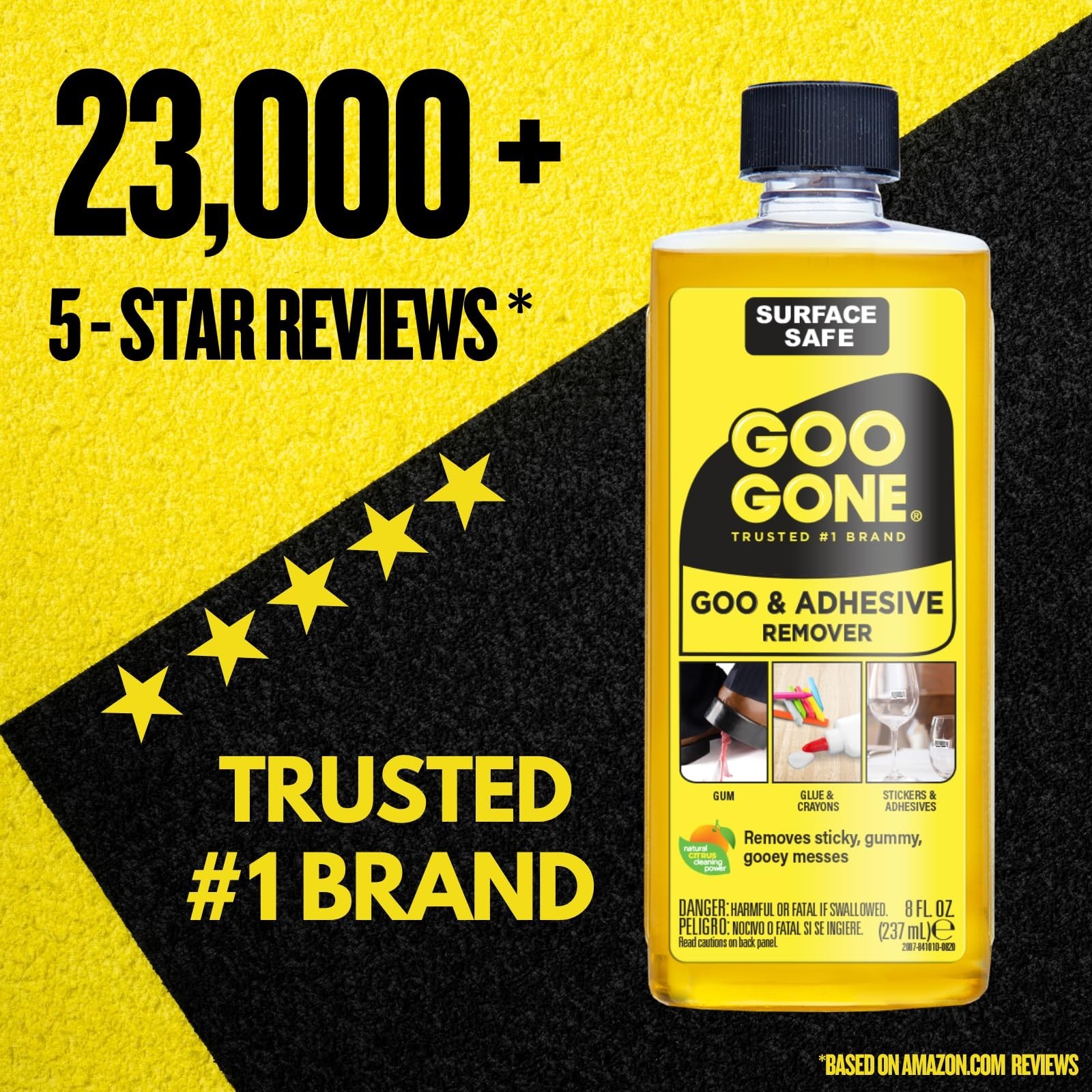 Goo Gone Adhesive Remover, 2 Pack, 8 Fluid Ounce Each – Surface Safe