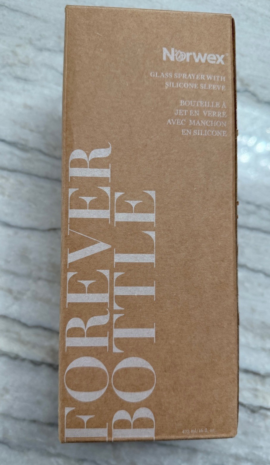 NEW NORWEX FOREVER BOTTLE GLASS SPRAYER WITH SILICONE SLEEVE GREY 16FL OZ