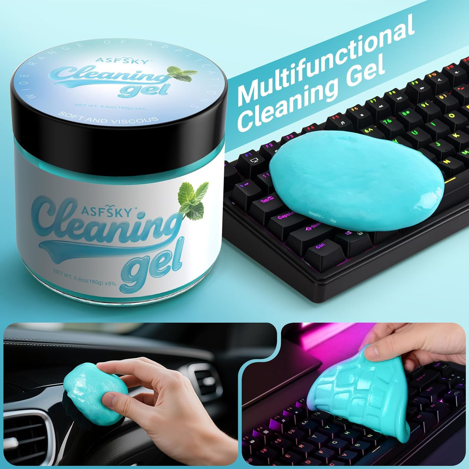 Car Cleaning Gel (Blue,Mint) Cleaning Putty Universal Dust Cleaning Car Interior
