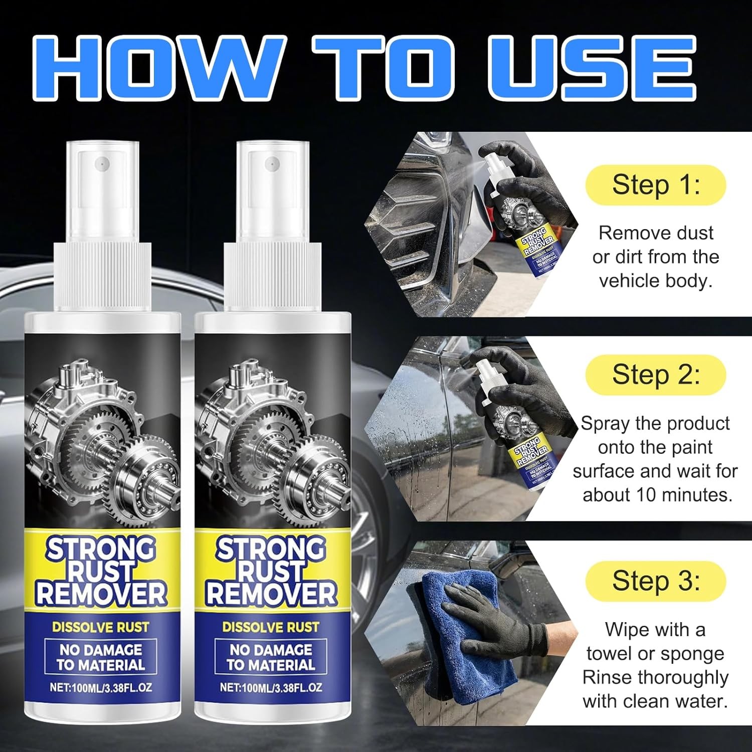 Rust Remover Spray for Metal, Heavy Duty Metal Cleaner, Multipurpose Rust Stain