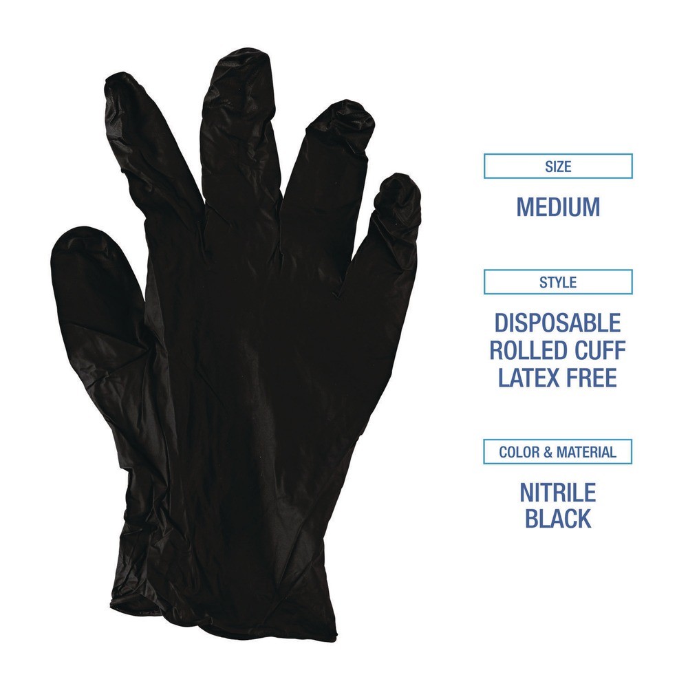 Boardwalk 396SBXA 4.4 mil Disposable Nitrile Gloves – Small, Black (100/Box) New