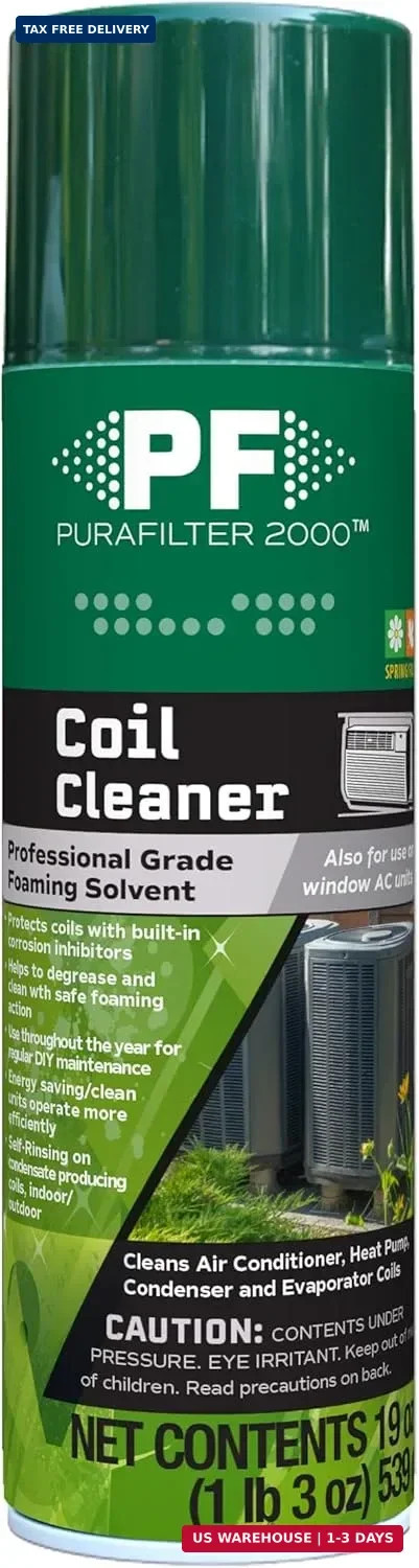 PURAFILTER 2000 Coil Cleaner Foaming Spray | Use on AC HVAC Condensers and Evapo