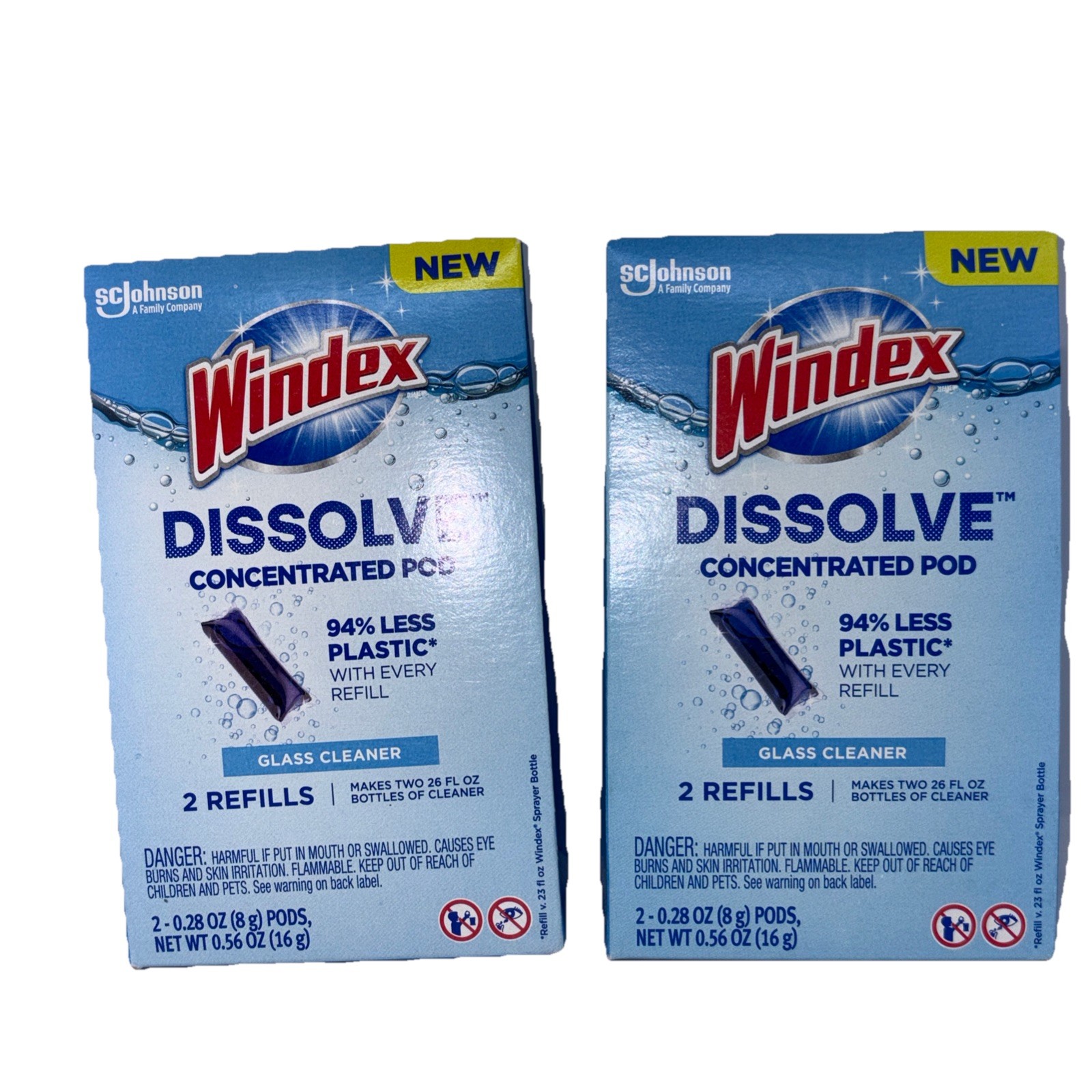 (2) Windex Dissolve Concentrated Pods Original Scent Glass Cleaner 2 Refills Per