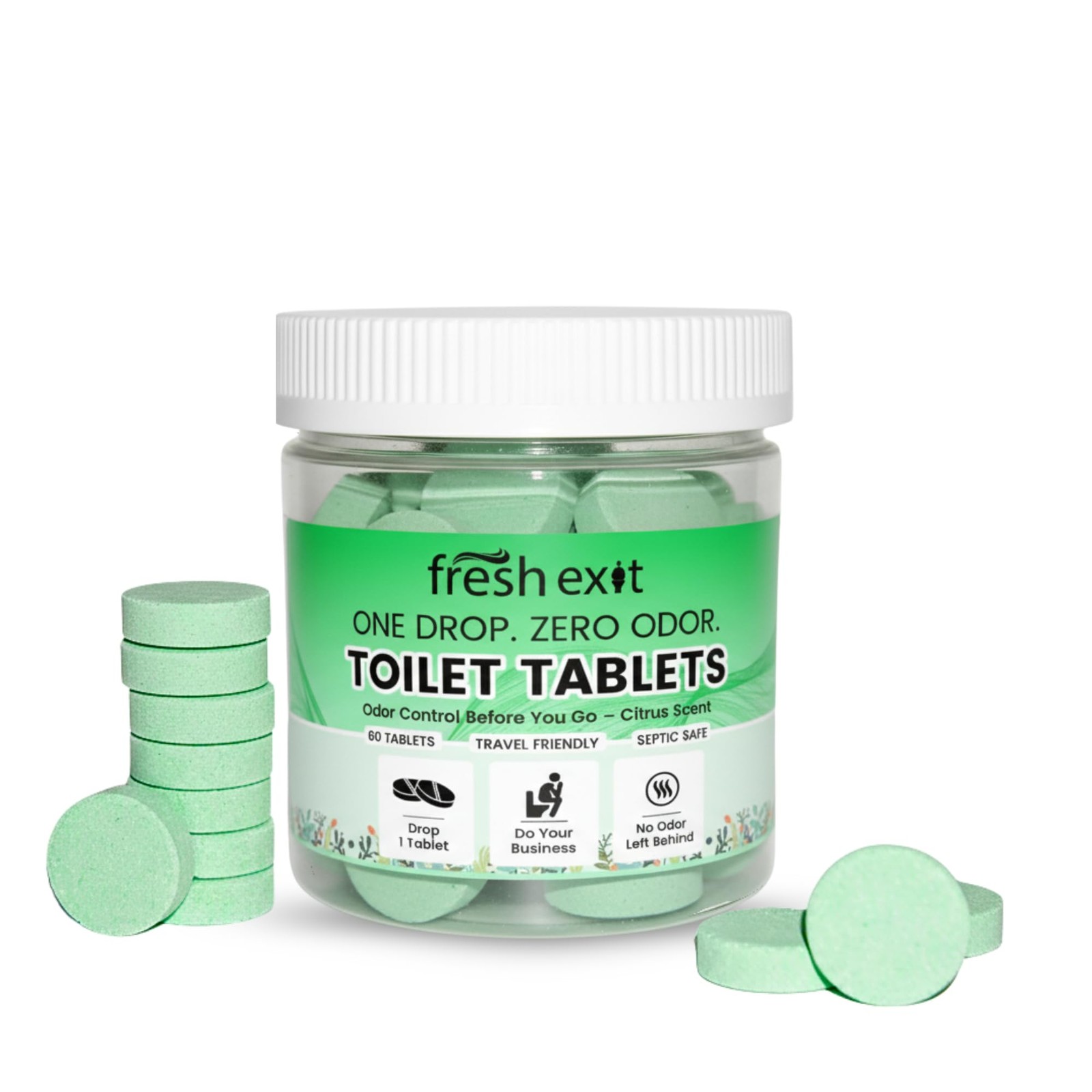 Toilet Deodorizer Tablets – Drop One In and Go – 60 Count Citrus Scent – Odor…