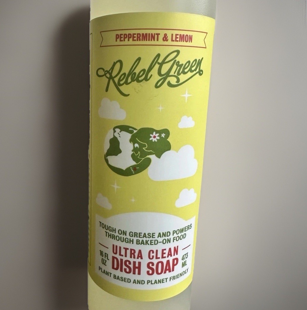 Rebel Green Dish Soap Peppermint Lemon 32 oz (2 x 16 oz) Sulfate Free Vegan