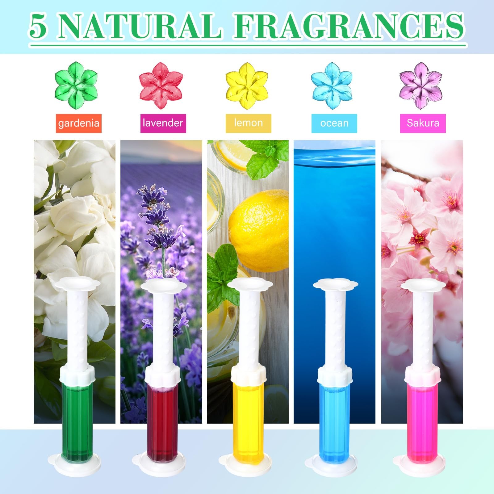 5 Pcs Gels 70 Count 5 Kinds Flower Stamp Bowl Scent Stain Removal Cleaner Fre…