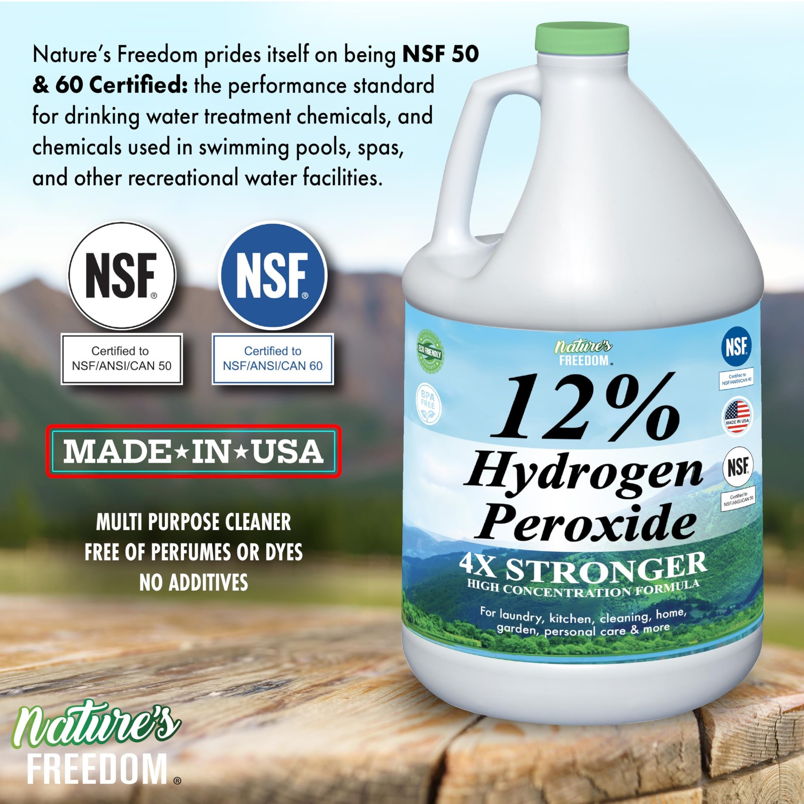 Nature’s Freedom 12% Hydrogen Peroxide, Food Grade H2O2 and Purified Water On…