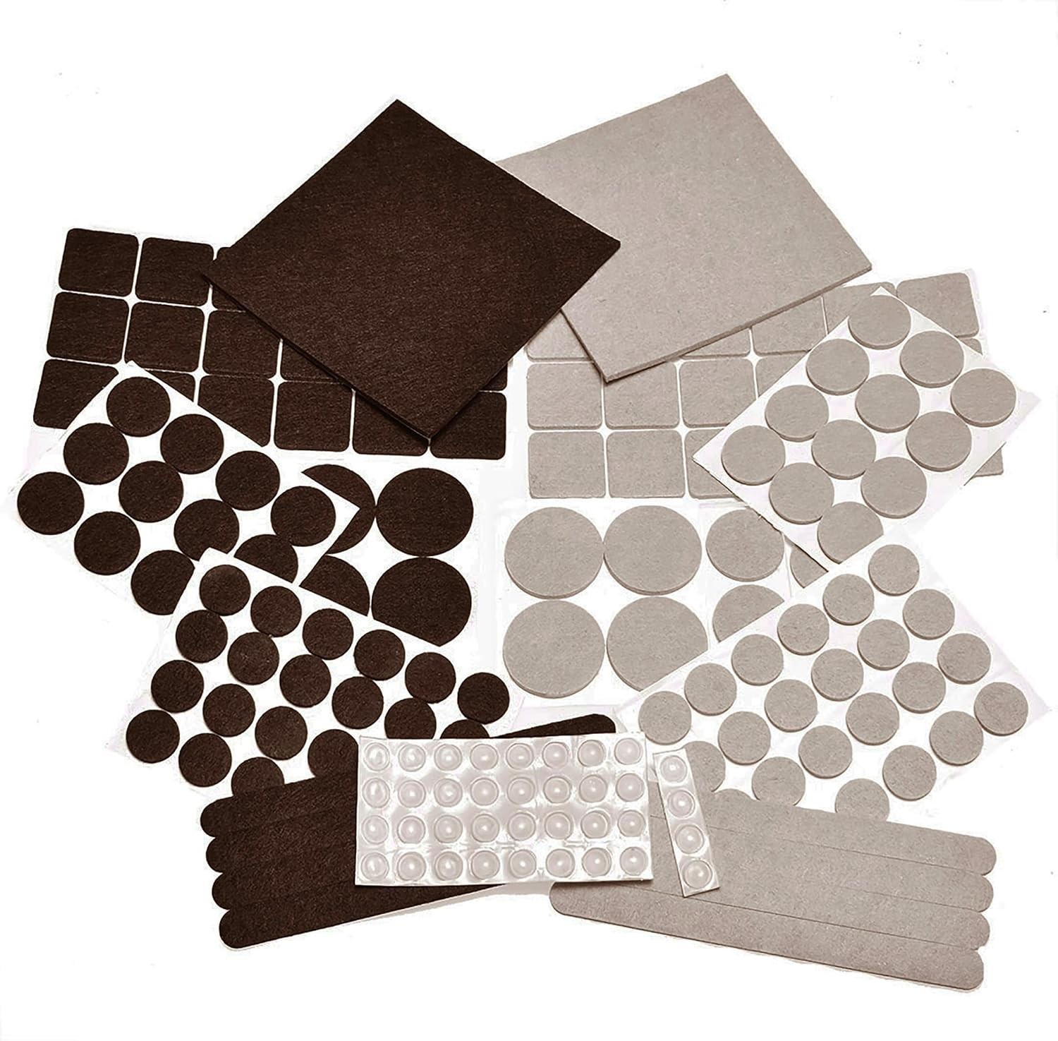 165pc Furniture Felt Pads Set Self Adhesive Floor Protectors Brown Beige Assorte
