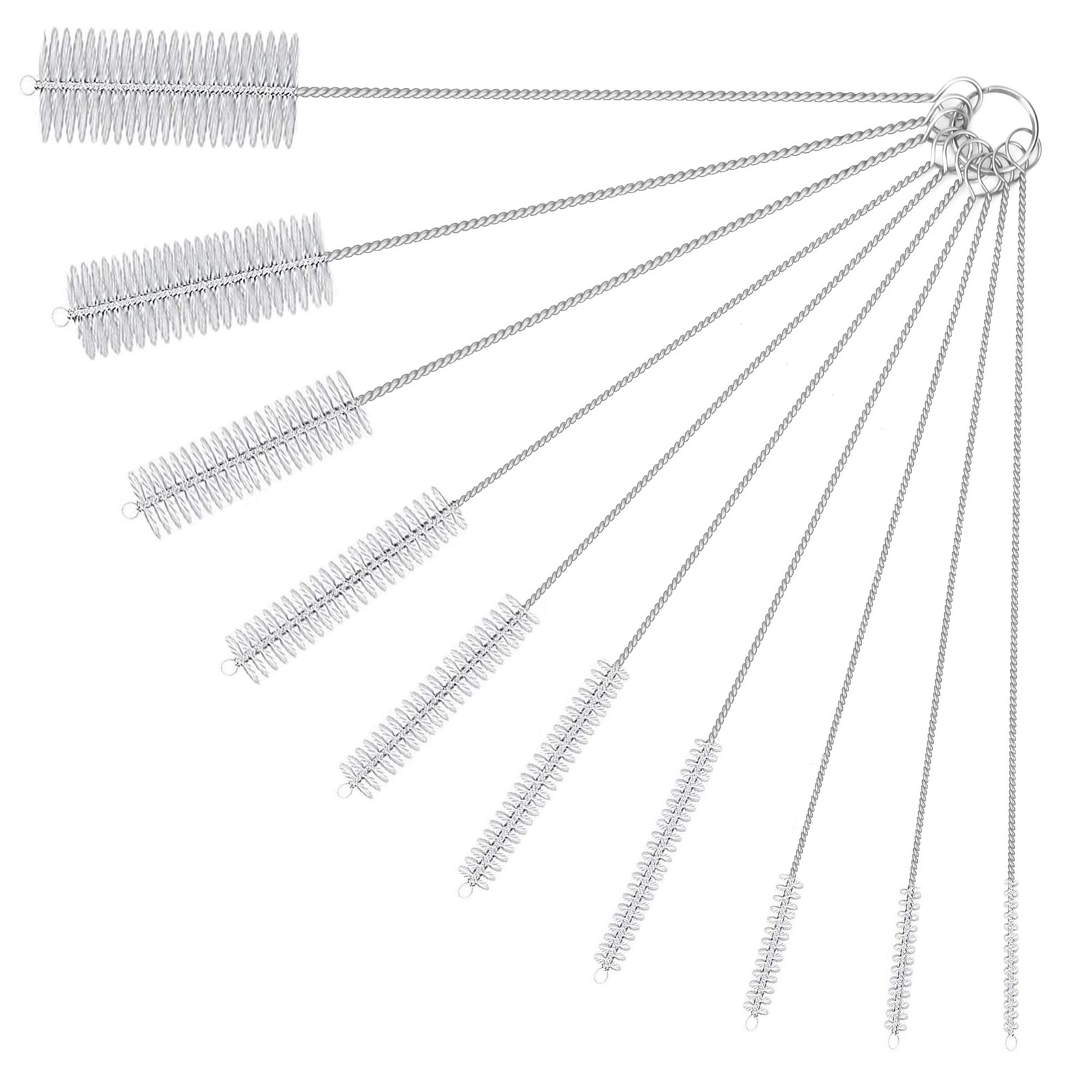 10 Pack Reusable Straw Cleaner Brushes, Assorted Sizes with Extra Long Stainl…