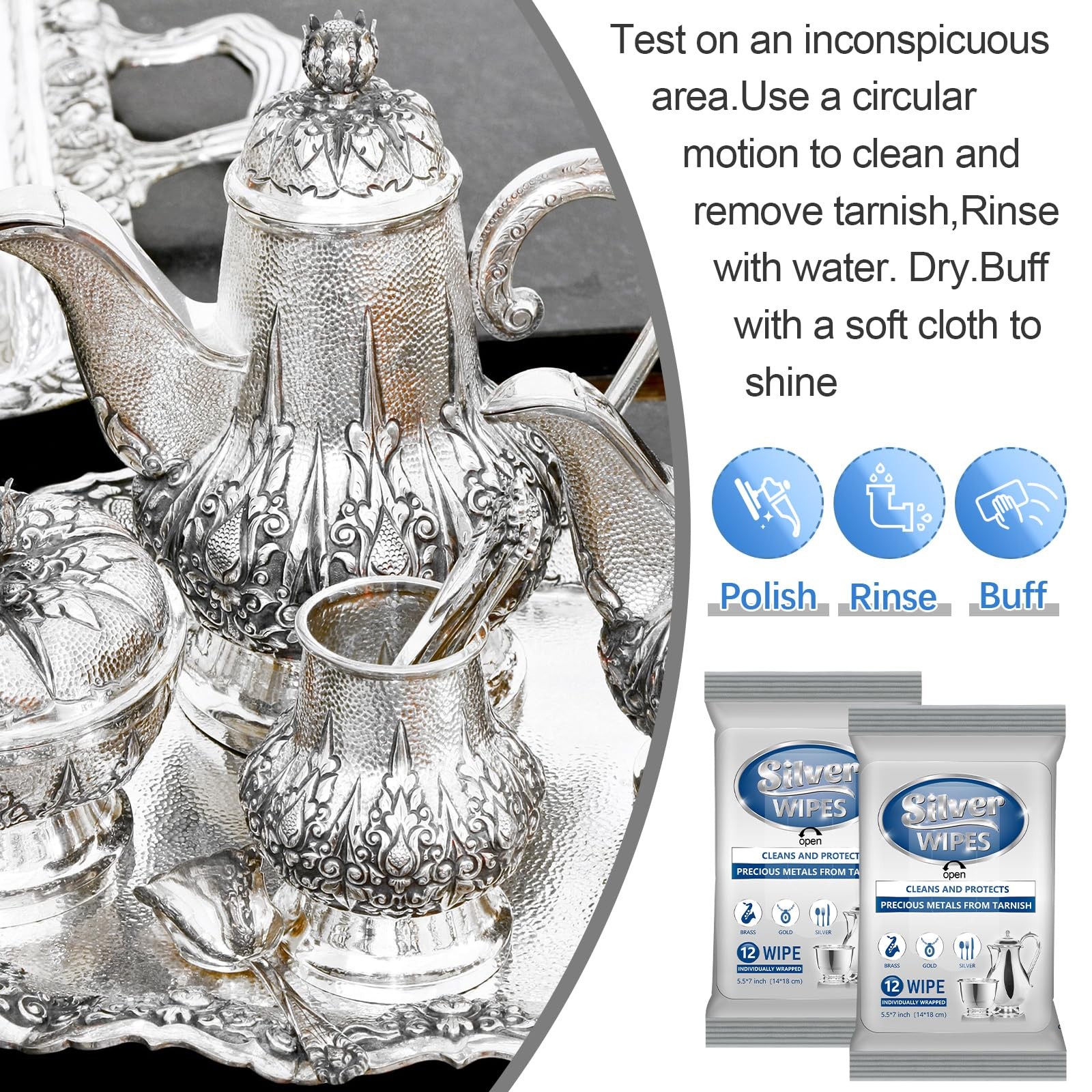 Silver Cleaning and Polish Wipes, Silverware and Jewelry Polish Wipes – 72 Wipes