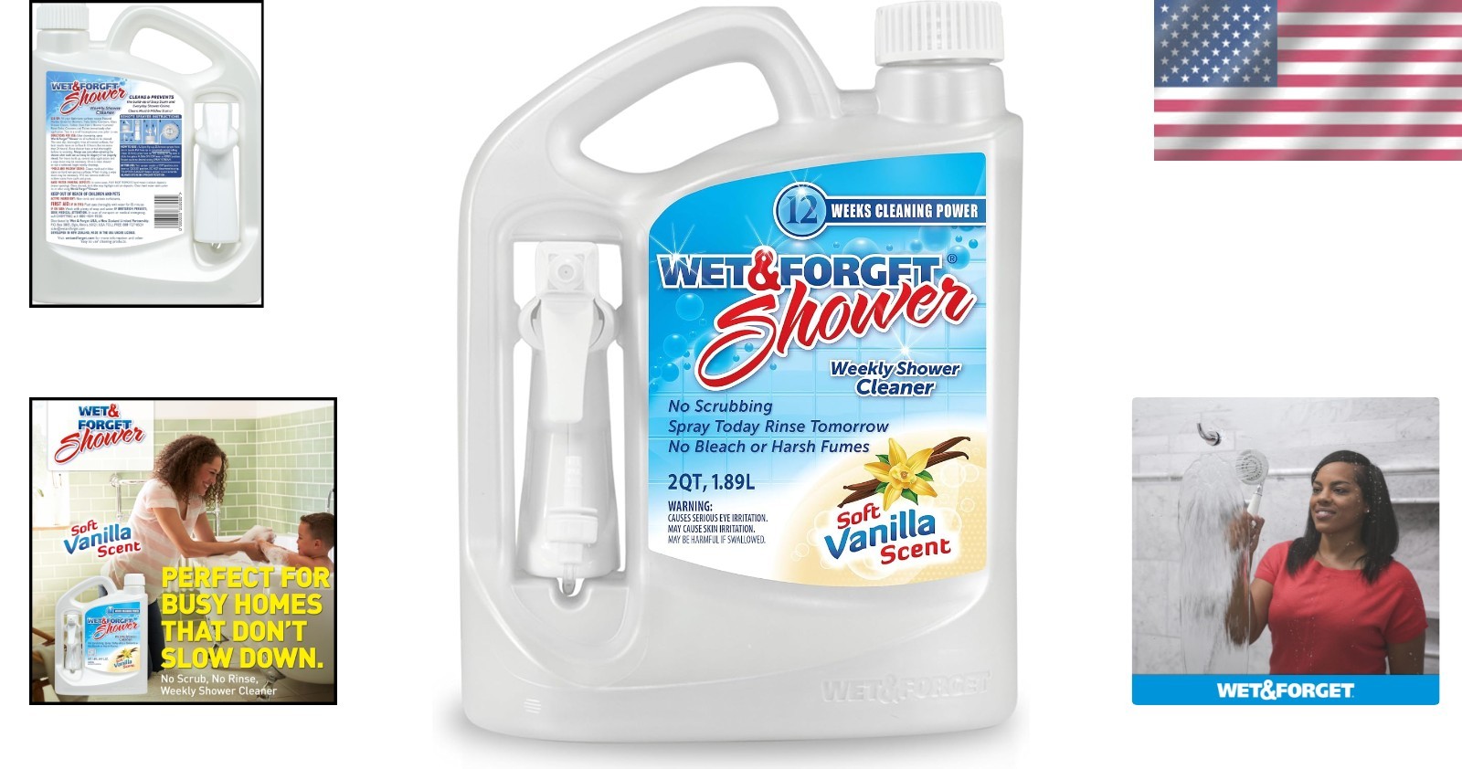No Scrub Shower Cleaner 64 Fl Oz – Cleans Soap Scum & Grime, Easy Application
