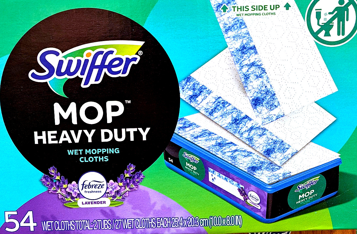 Swiffer Heavy Duty Wet Pad Mopping Cloth Refills Lavender 54-count
