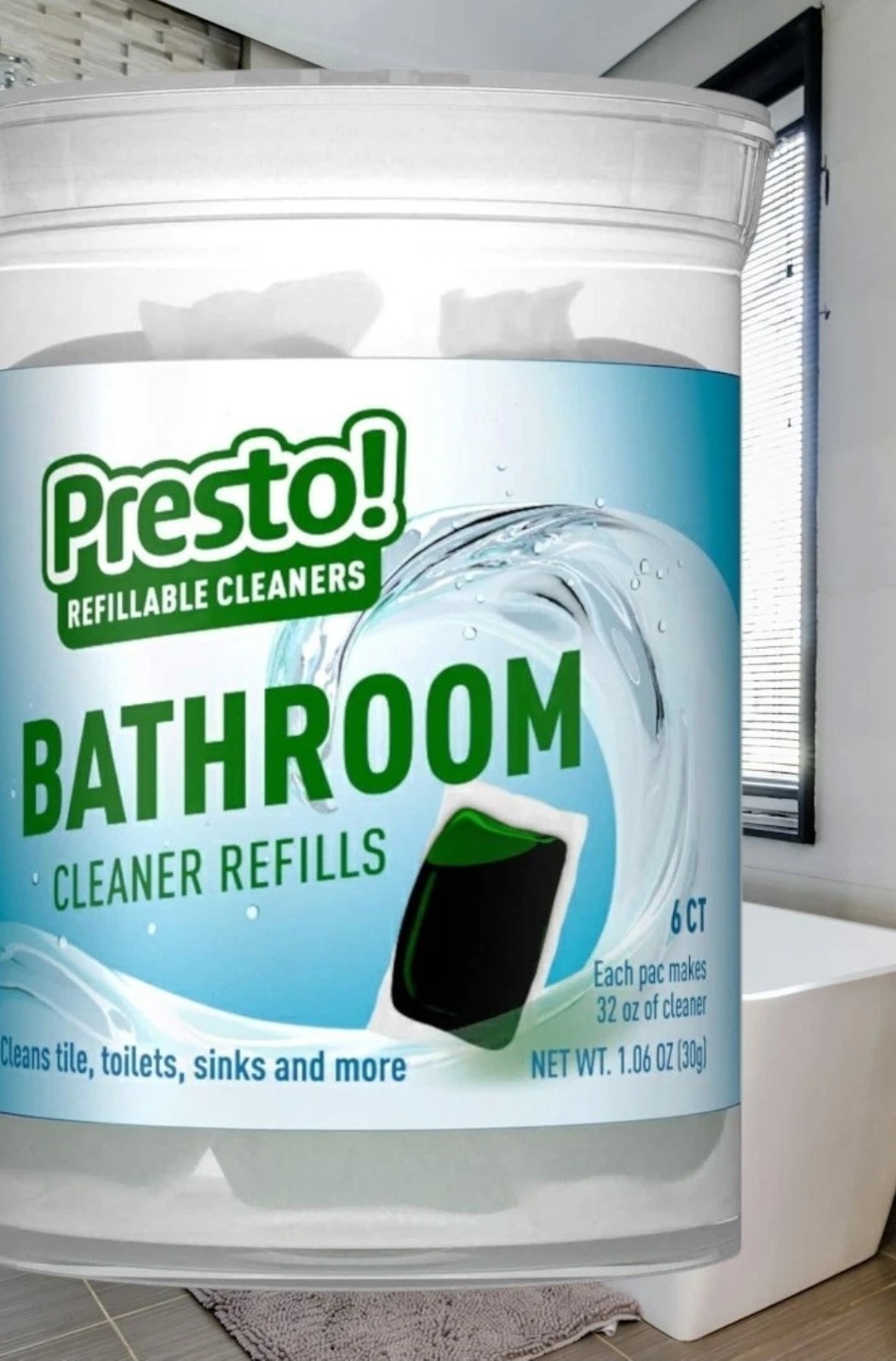 5 Amazon Presto! Bathroom Cleaner Refills 6 Count~Each Pac Makes 32oz of Cleaner