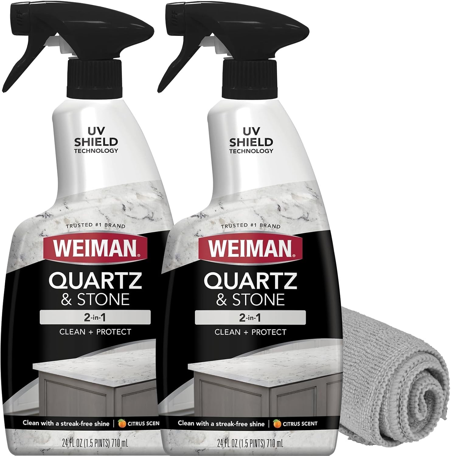 Quartz Cleaner Pack – 24 Oz Citrus Spray & MicroFiber Towel for Radiant Surfaces