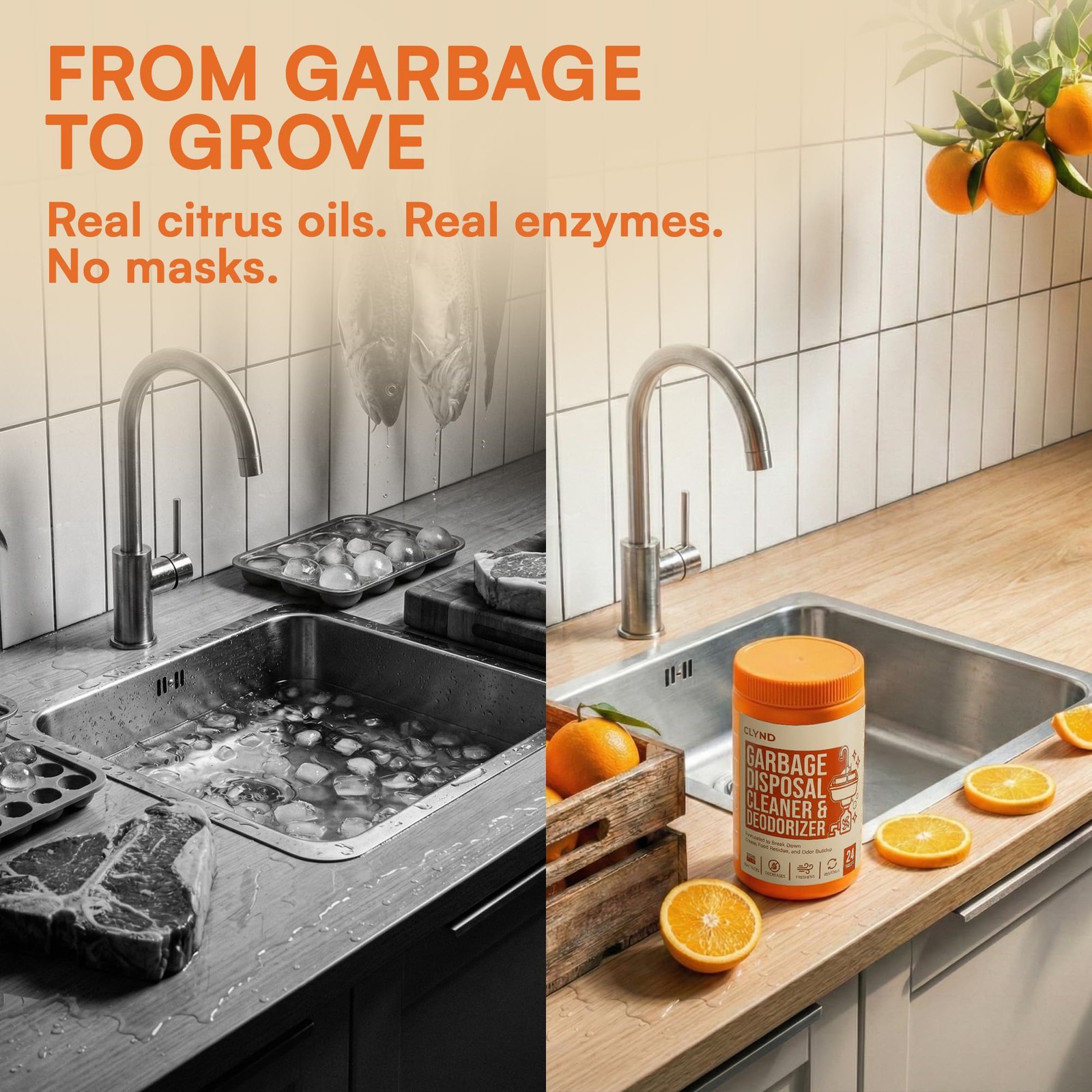 Garbage Disposal Cleaner and Deodorizer Tablets 24-Pack Citrus Foaming Tablet…