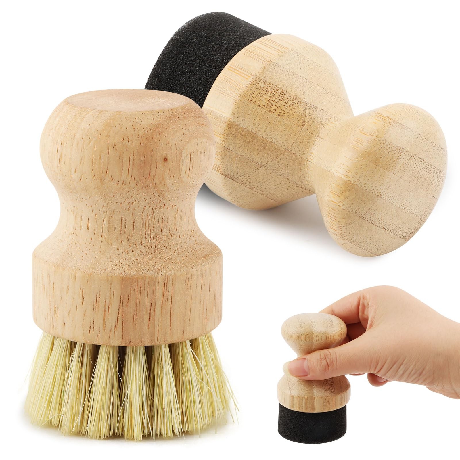Cutting Board Oil Wax Applicator and Scrub Brush Set- Natural Bamboo with Sis…