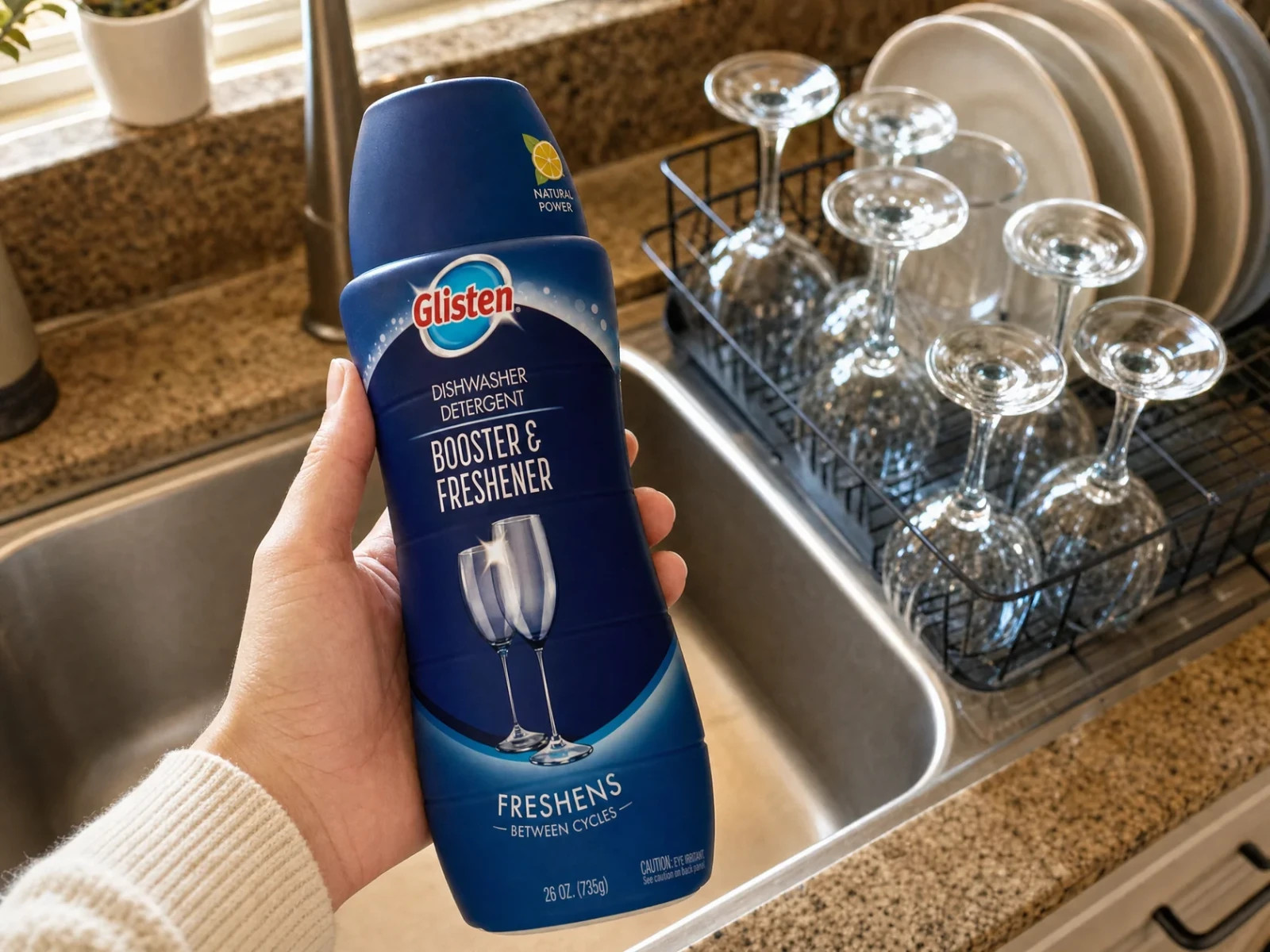 2x Glisten Dishwasher Detergent Booster & Freshener Natural Power Formula – 28oz